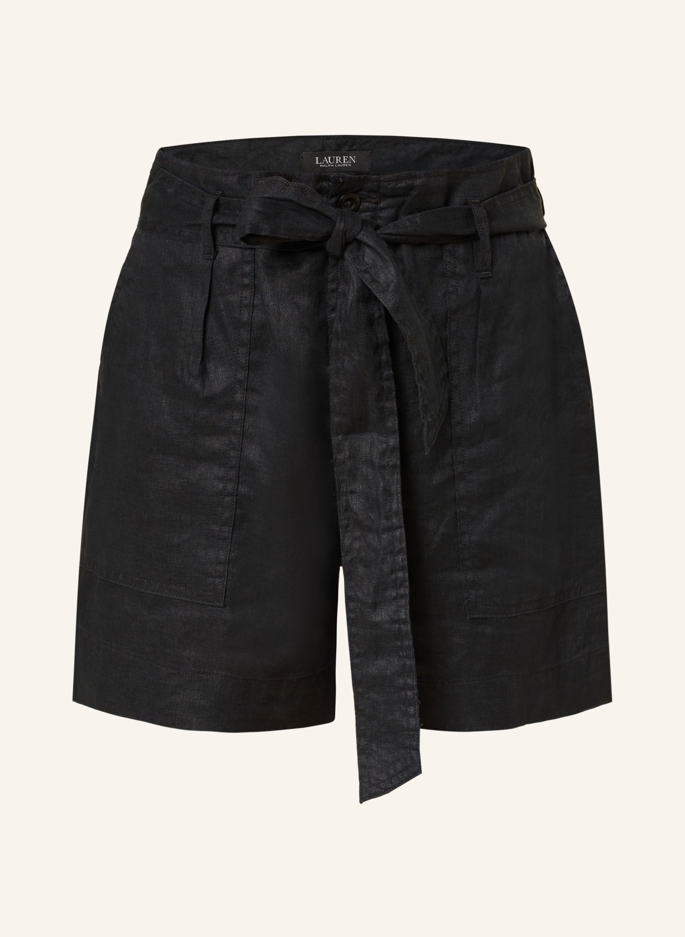 LAUREN RALPH LAUREN Linen shorts DAVIANA, Color: BLACK (Image 1)