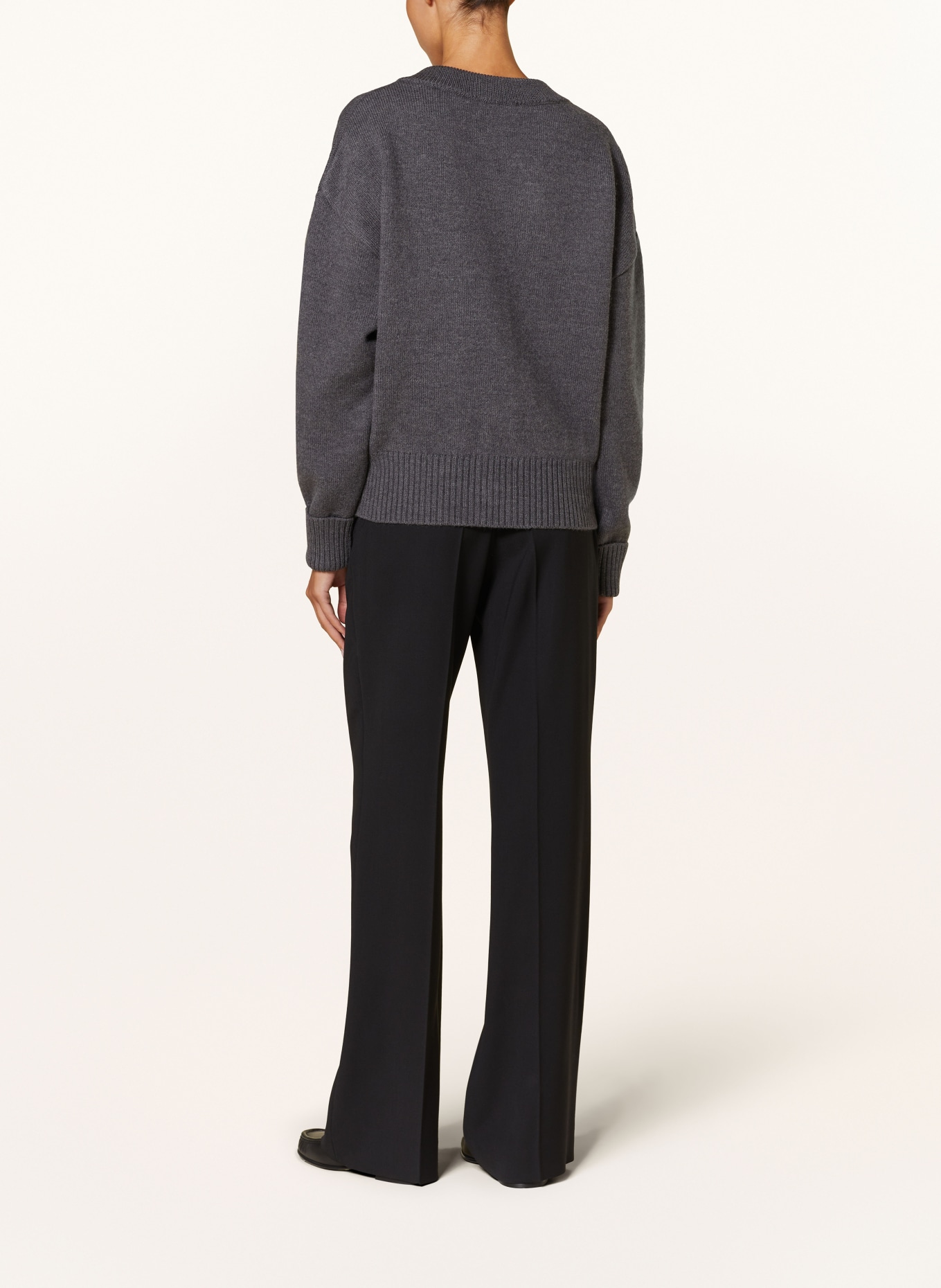 AMI PARIS Kardigan oversize: CZIEMNOSZARY / CZERWONY