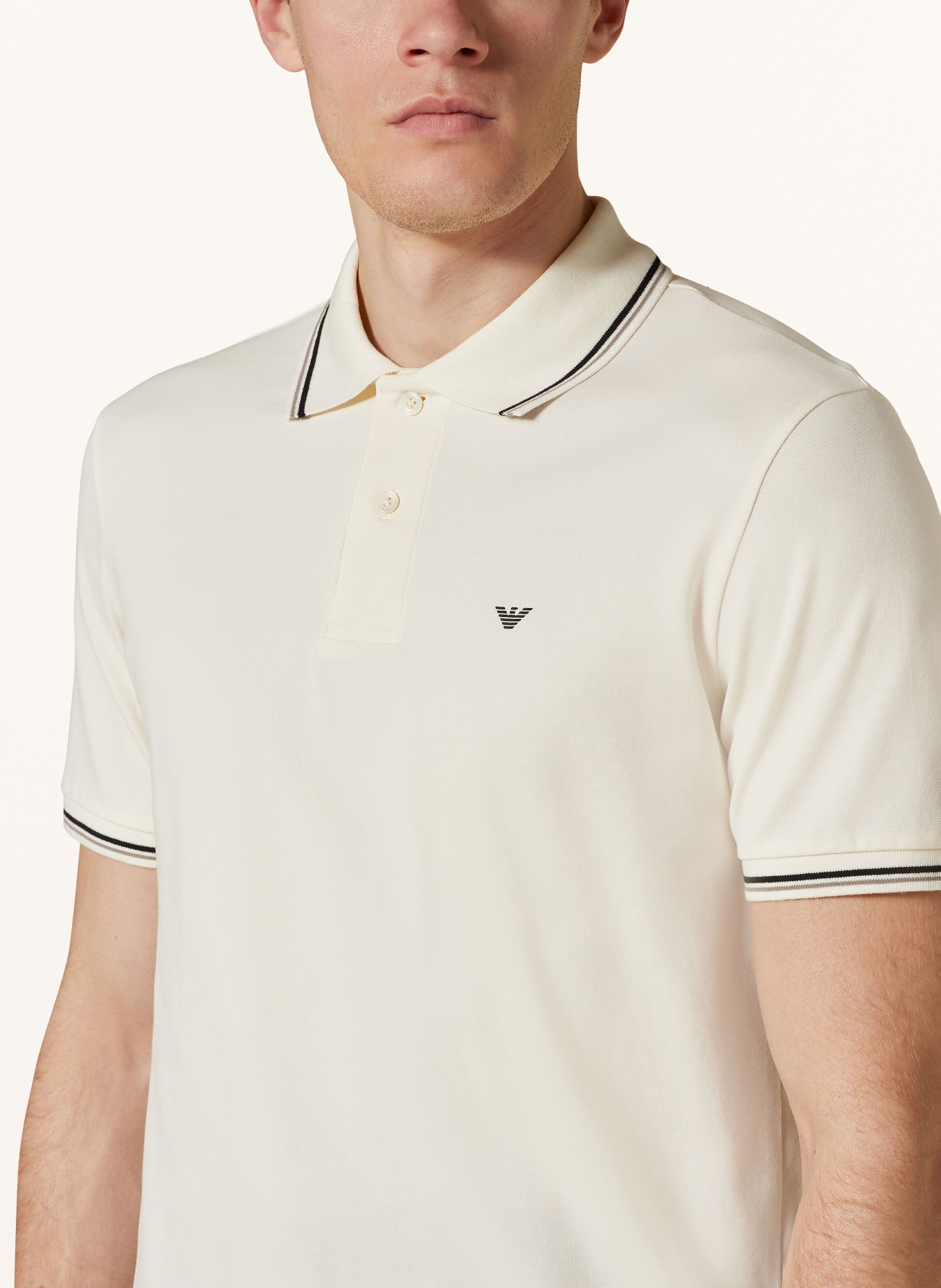 EMPORIO ARMANI Piqué polo shirt , Color: ECRU (Image 4)