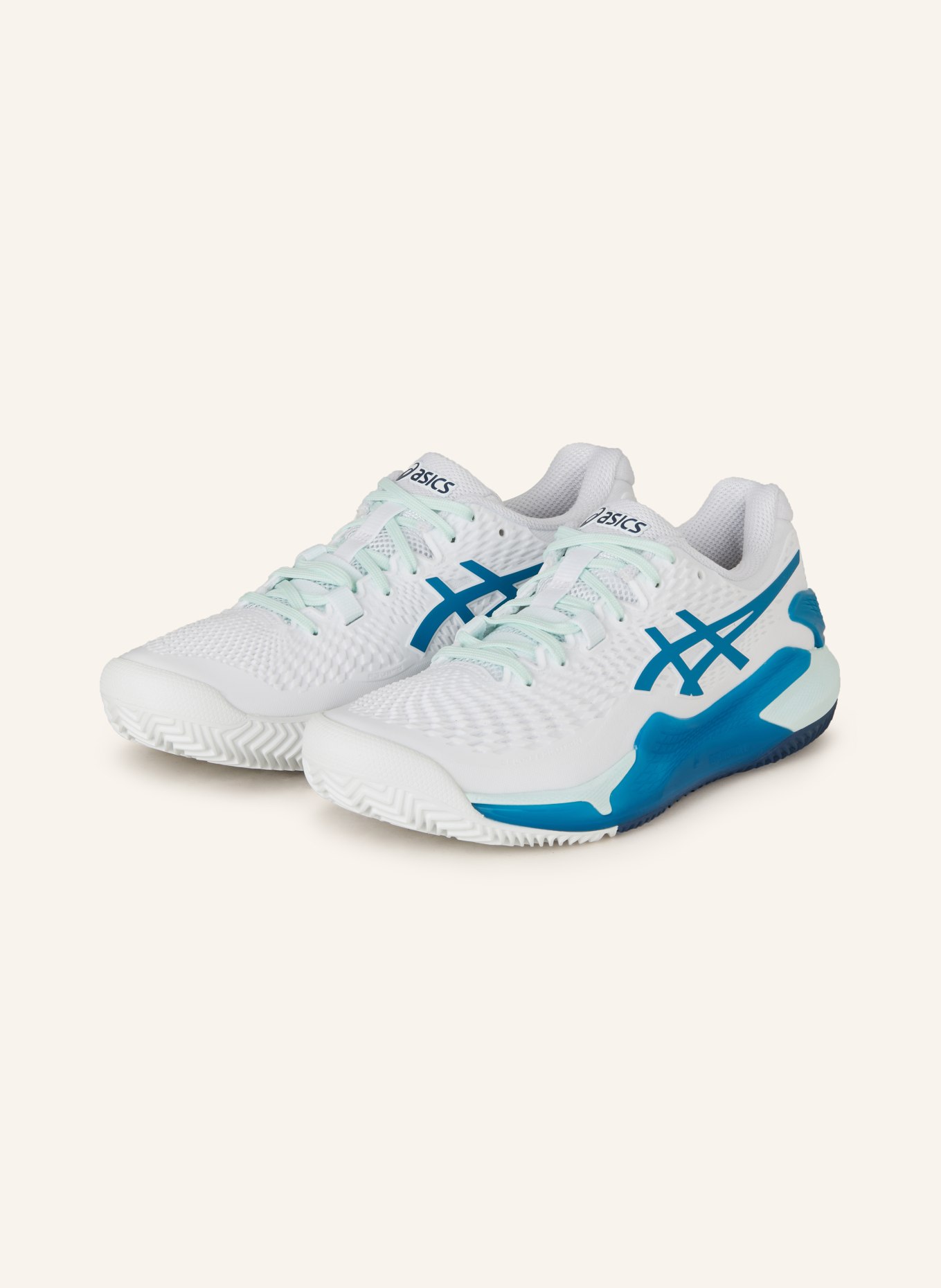 ASICS Tennis shoes GEL RESOLUTION 9 CLAY, Color: WHITE/ TEAL (Image 1)