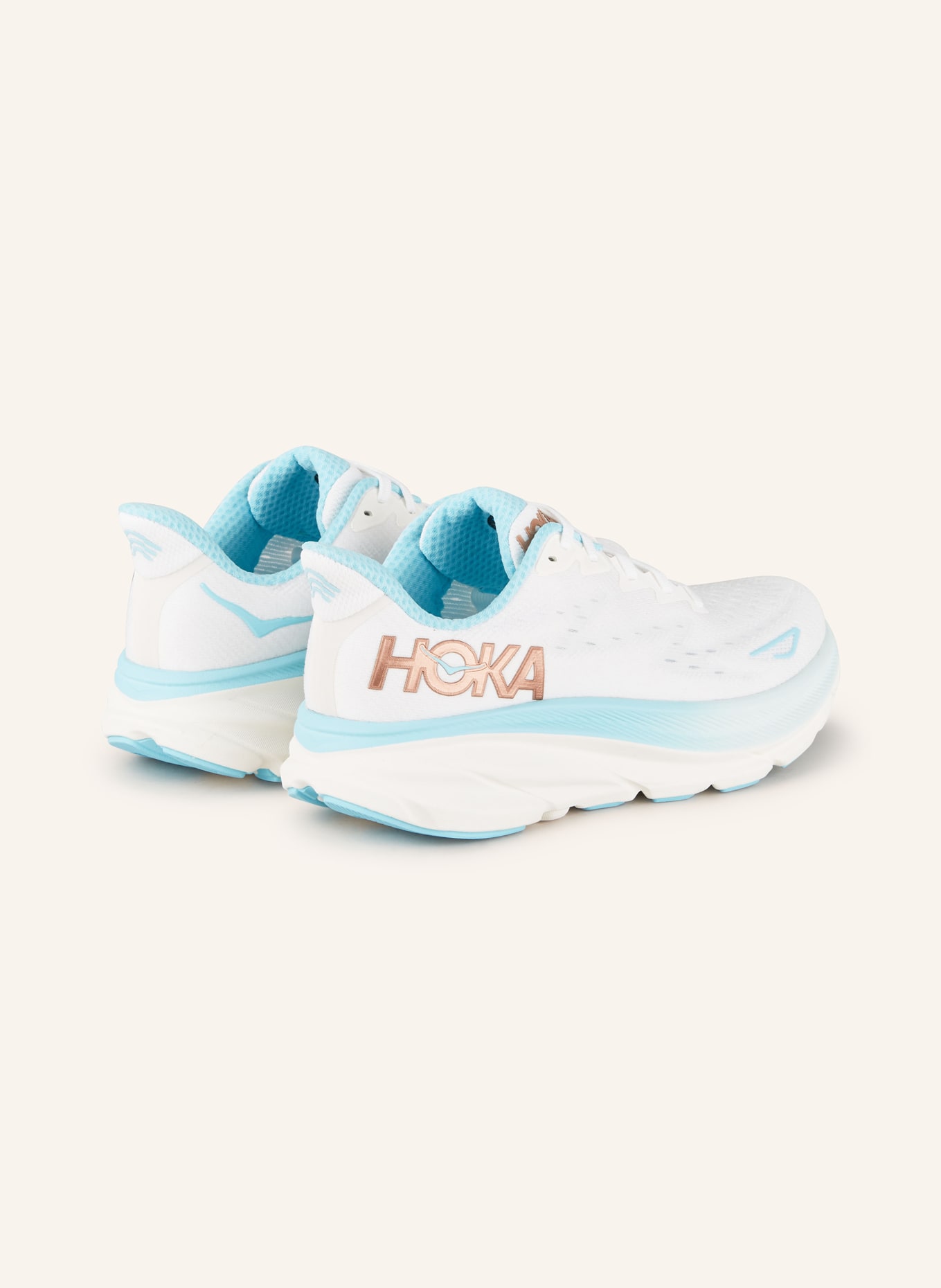 HOKA Running shoes CLIFTON 9, Color: WHITE/ TURQUOISE (Image 2)