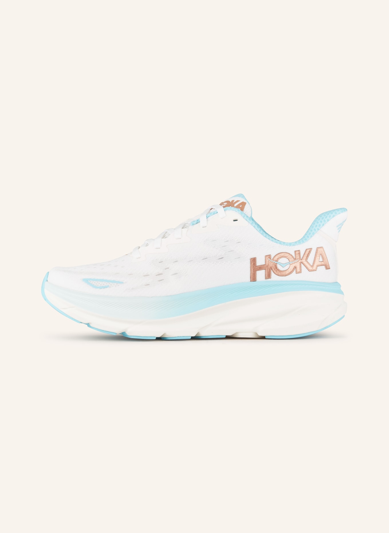 HOKA Running shoes CLIFTON 9, Color: WHITE/ TURQUOISE (Image 4)