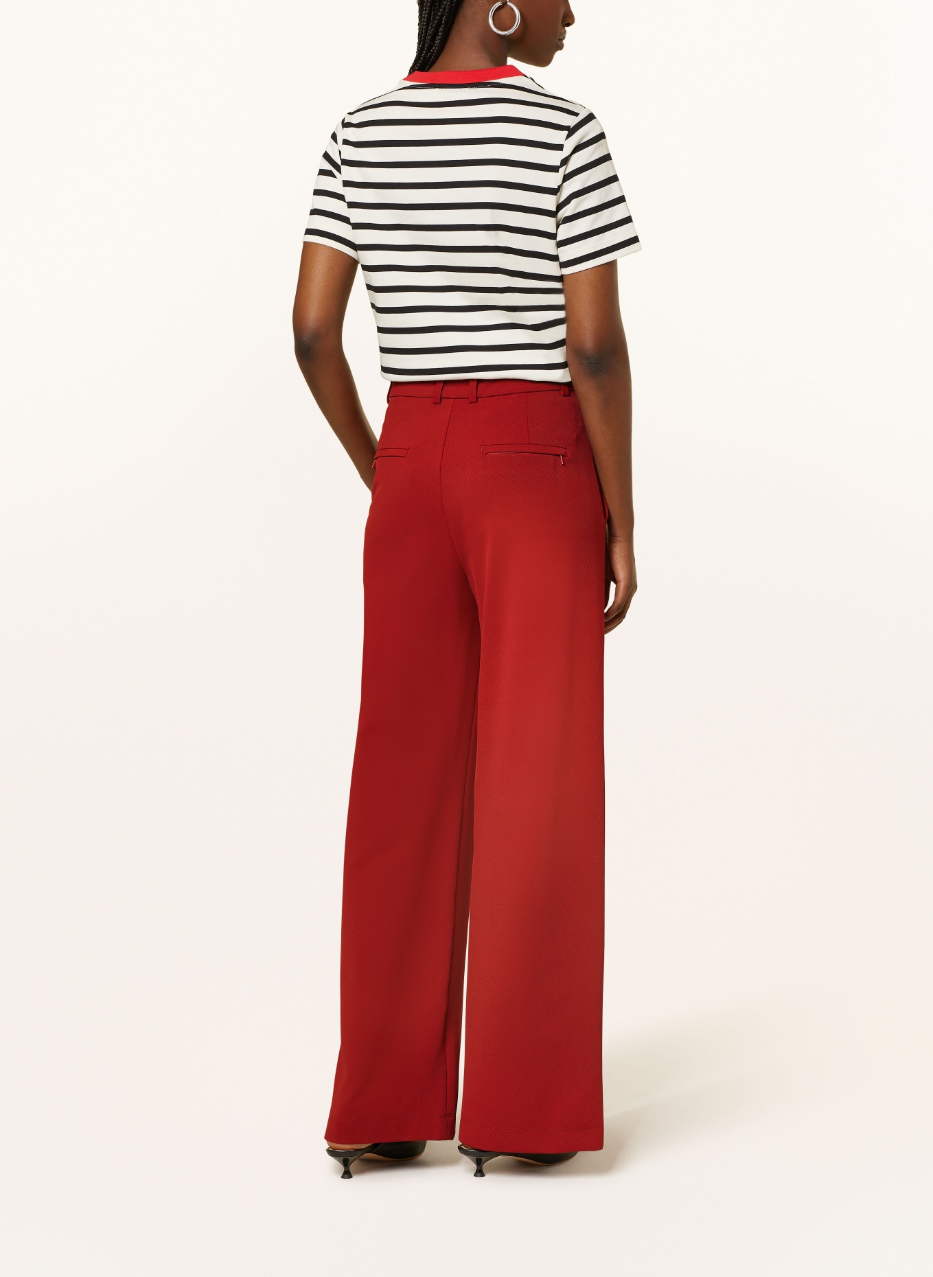 VANILIA Wide leg trousers, Color: DARK RED (Image 3)