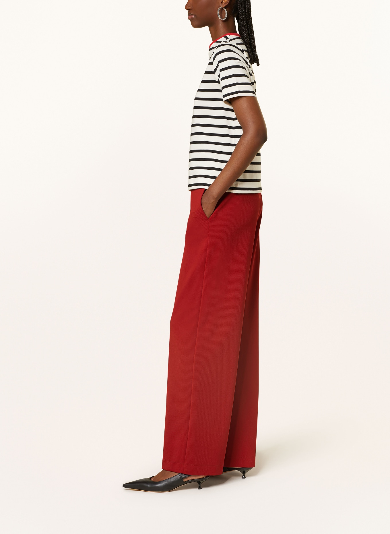 VANILIA Wide leg trousers, Color: DARK RED (Image 4)