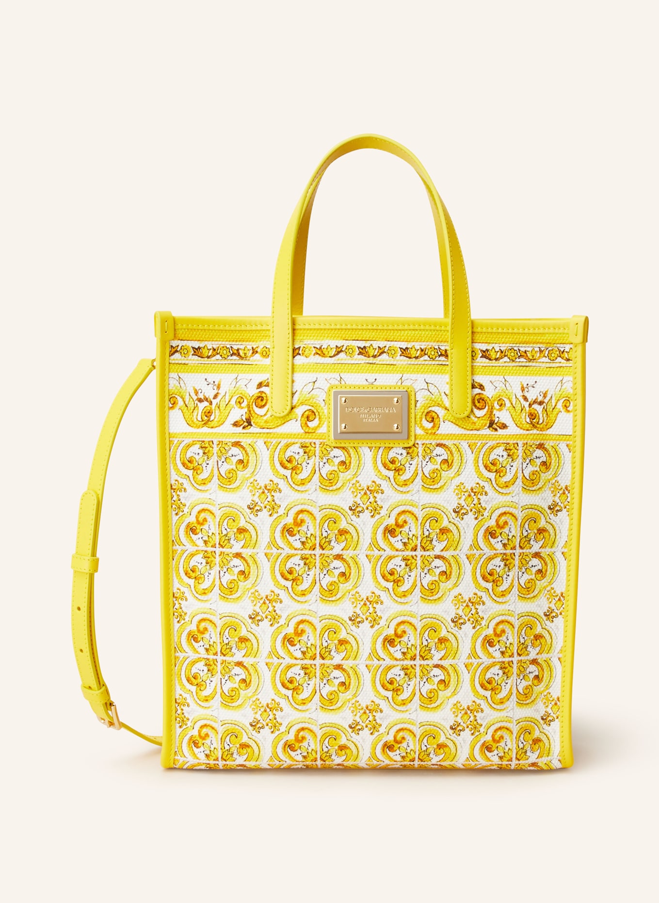 DOLCE GABBANA Shopper in yellow white
