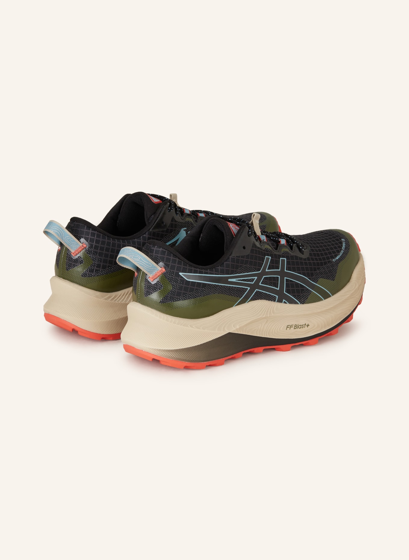 ASICS Trail running shoes TRABUCO MAX 3, Color: OLIVE/ BLACK/ LIGHT BLUE (Image 2)