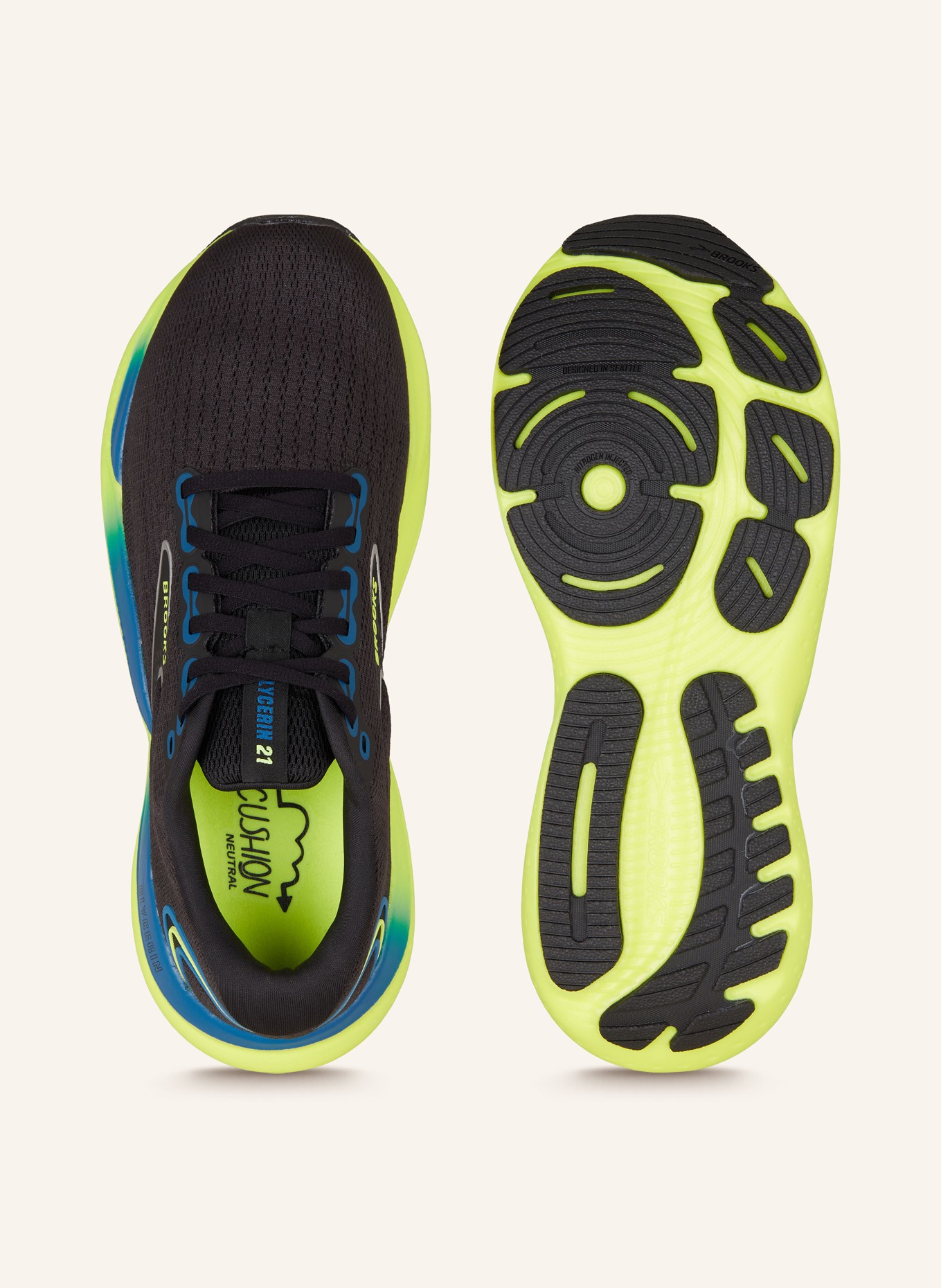 BROOKS Running shoes CLYCERIN 21, Color: BLACK/ BLUE/ NEON YELLOW (Image 5)