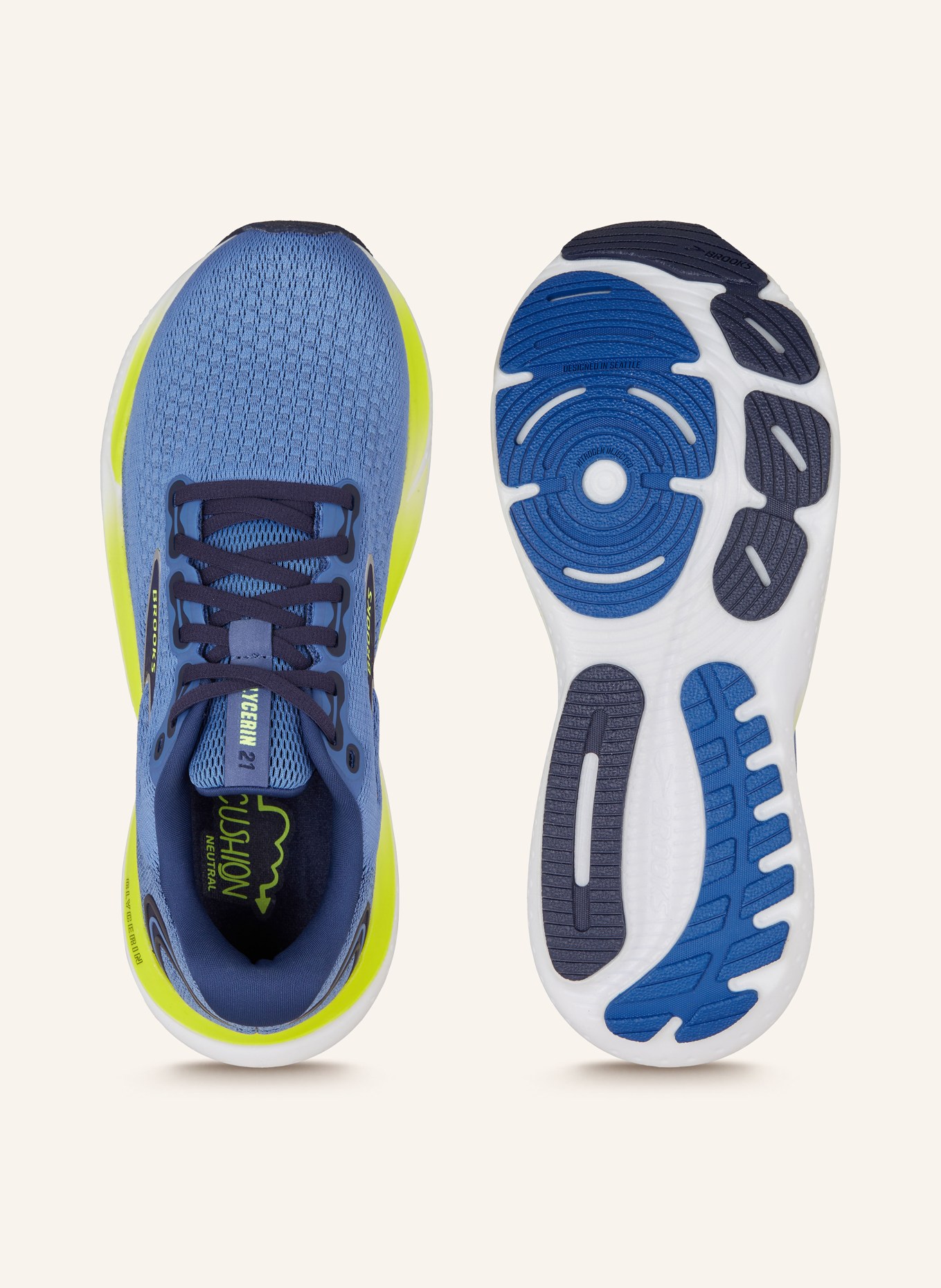 BROOKS Running shoes CLYCERIN 21, Color: BLUE/ NEON YELLOW (Image 5)