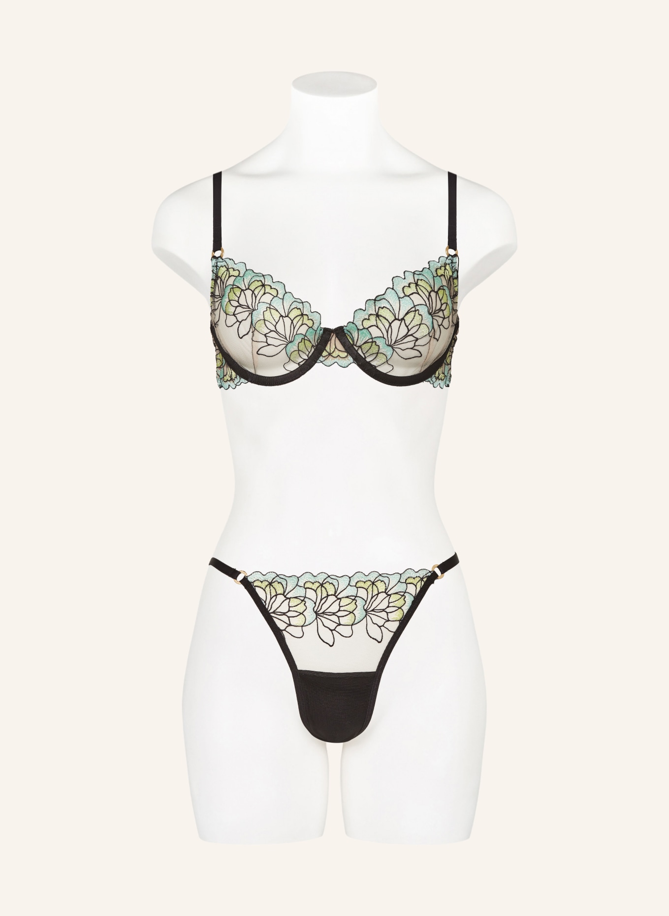 BLUEBELLA Underwire bra SERENA: BLACK/ MINT