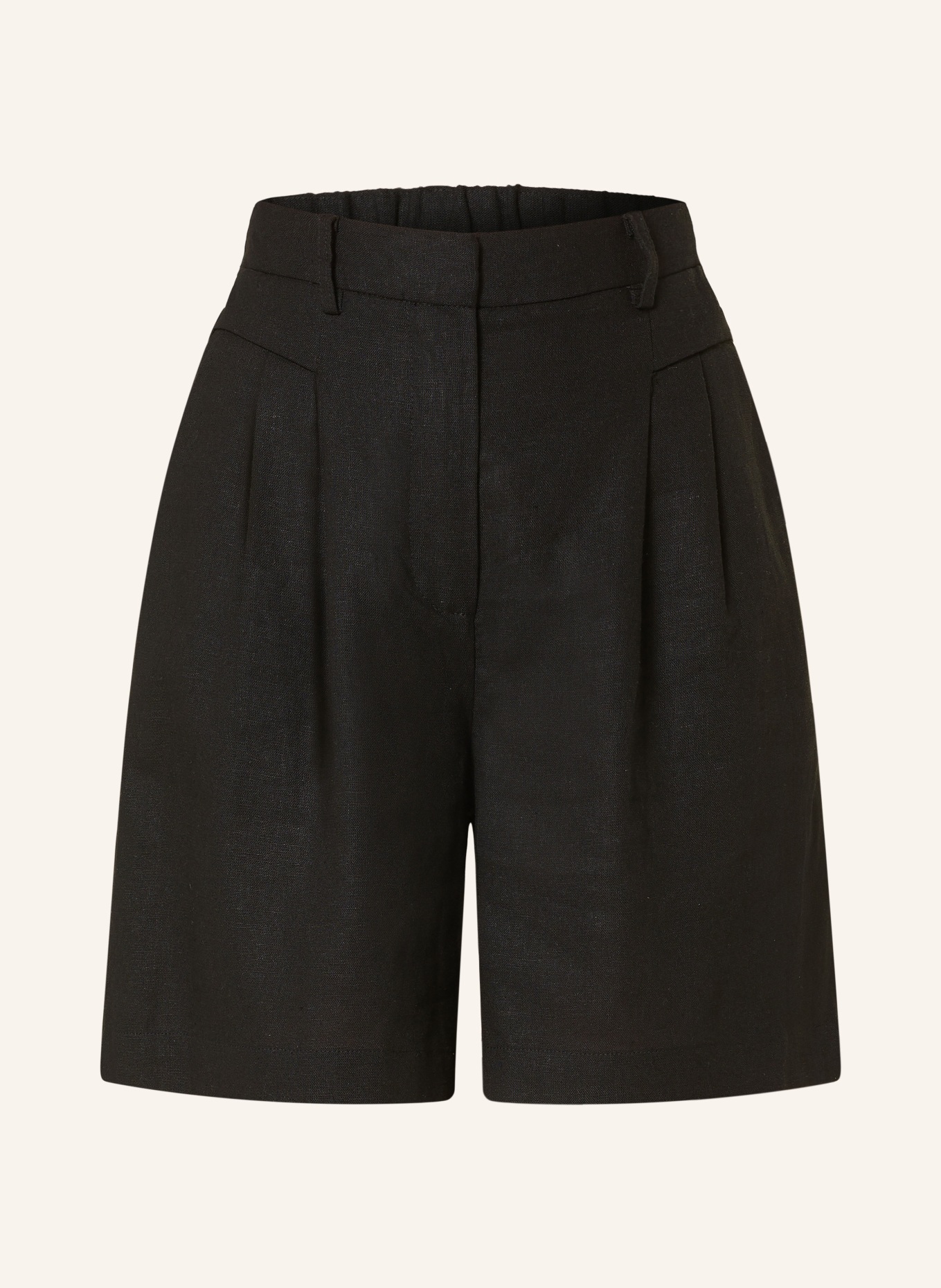 Y.A.S. Shorts with linen, Color: BLACK (Image 1)