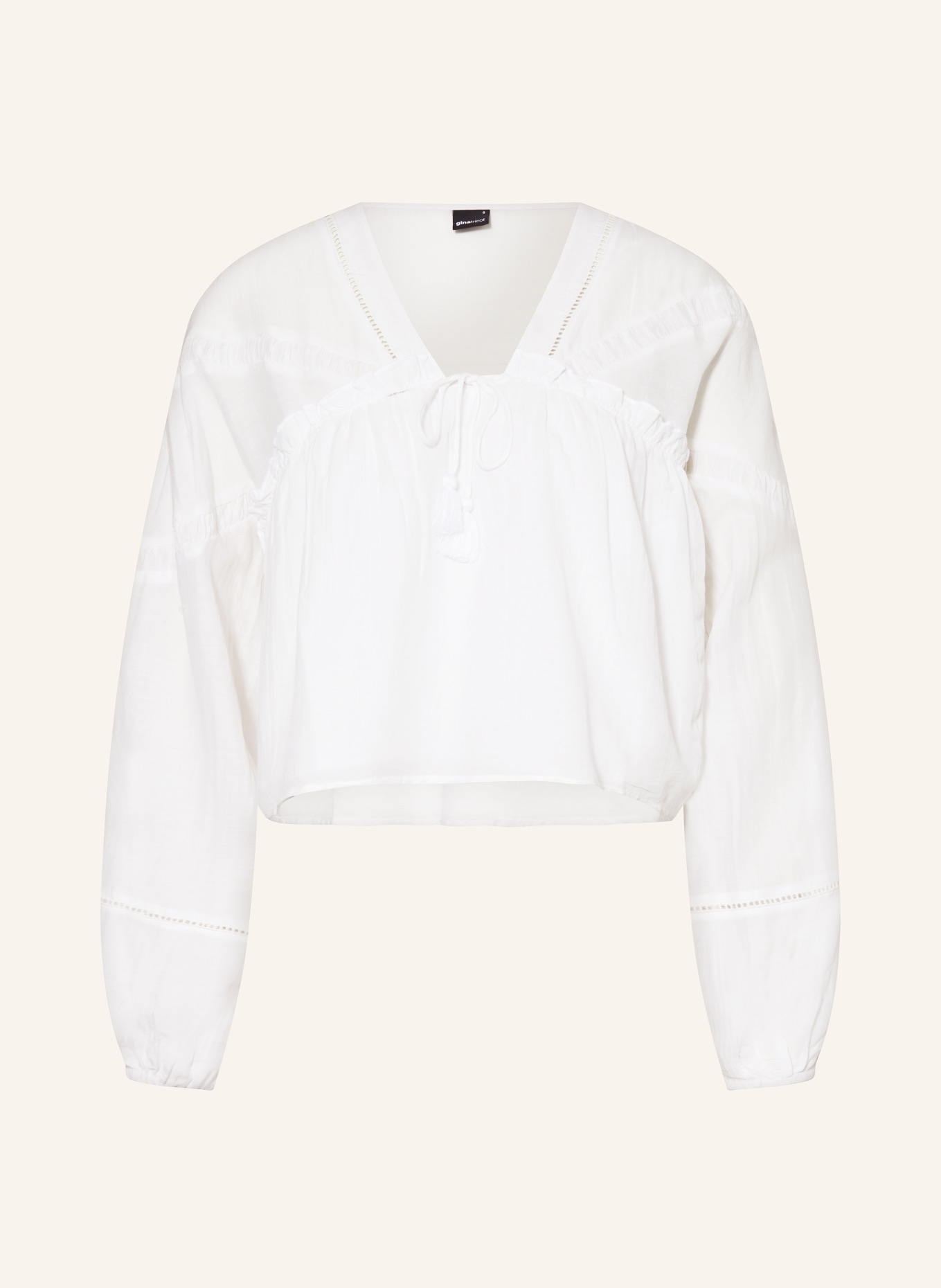 gina tricot Shirt blouse with ruffles, Color: WHITE (Image 1)