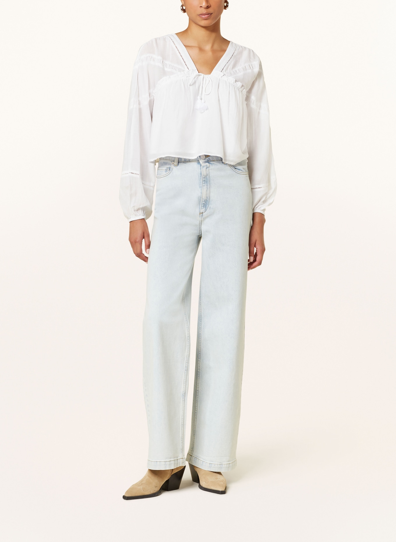 gina tricot Shirt blouse with ruffles, Color: WHITE (Image 2)