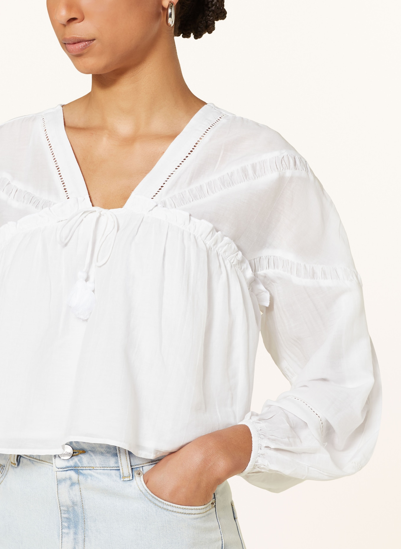 gina tricot Shirt blouse with ruffles, Color: WHITE (Image 4)