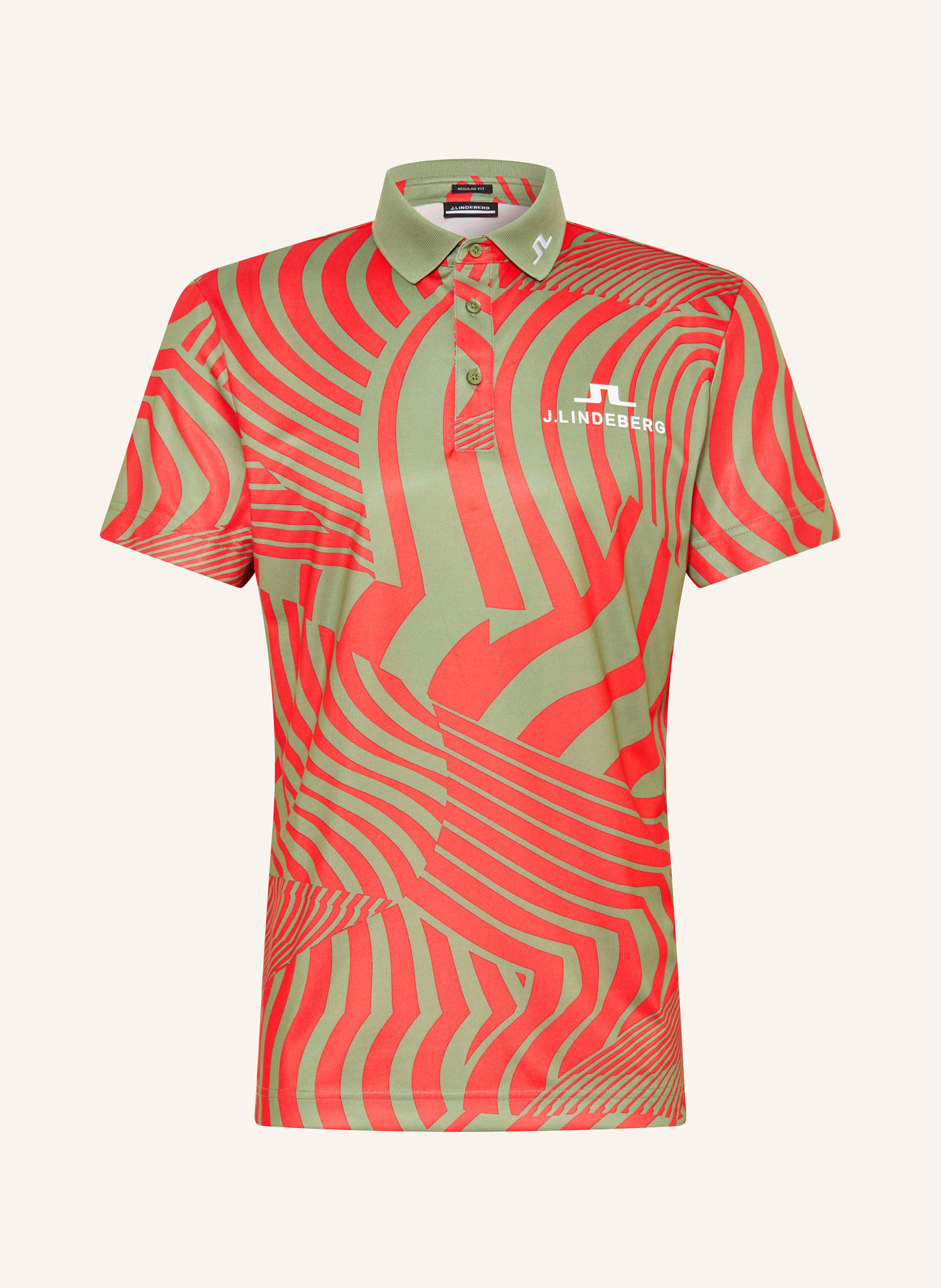 J.LINDEBERG Funktions-Poloshirt: ROT / OLIV