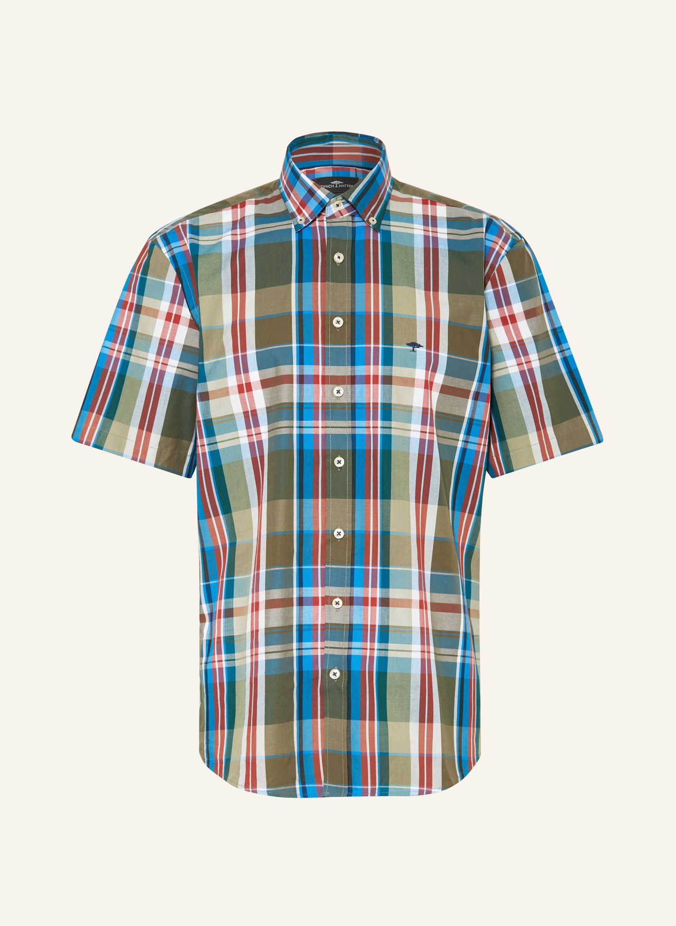 FYNCH-HATTON Short sleeve shirt regular fit: GREEN / BLUE / RED