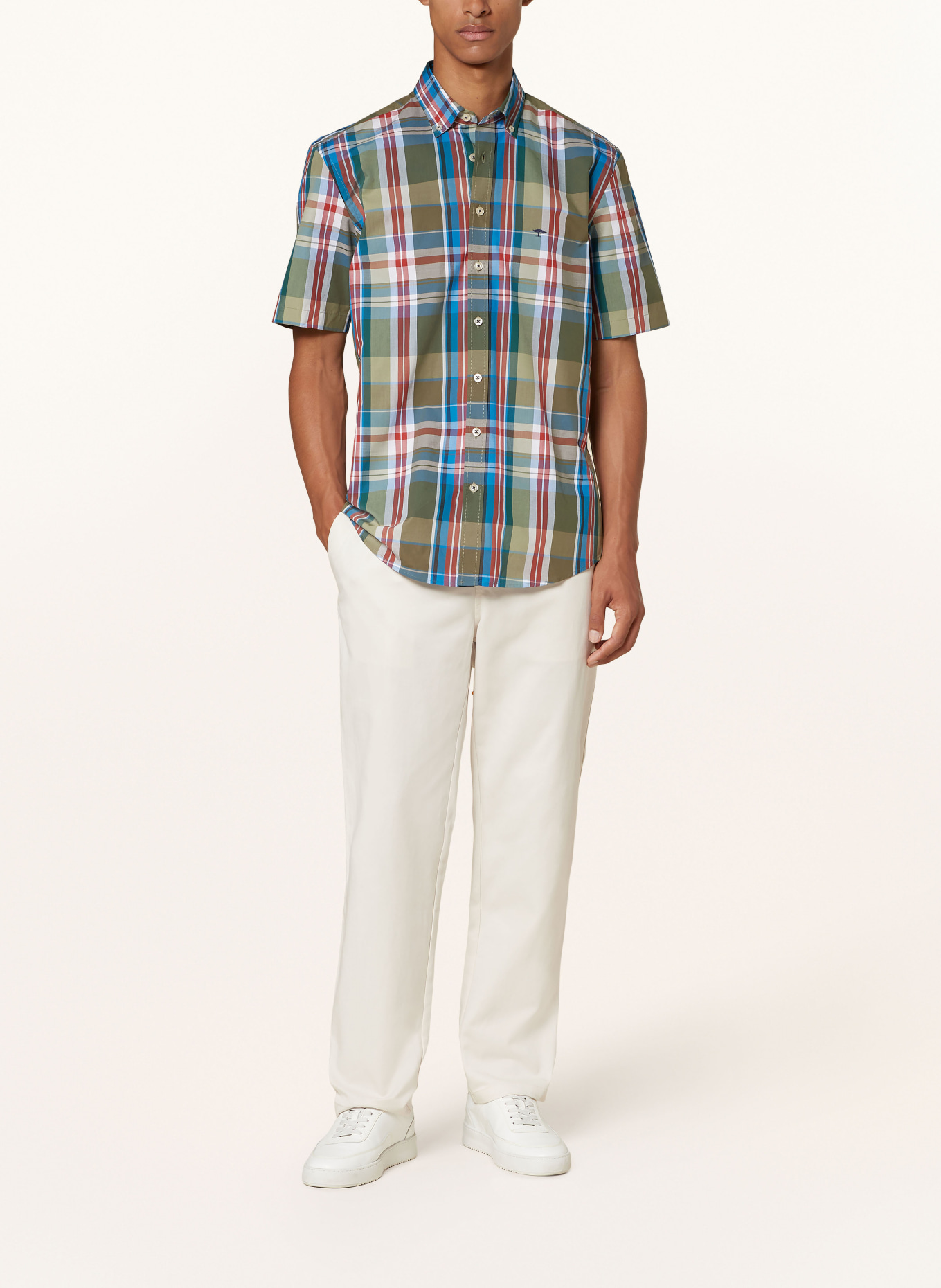 FYNCH-HATTON Short sleeve shirt regular fit: GREEN / BLUE / RED