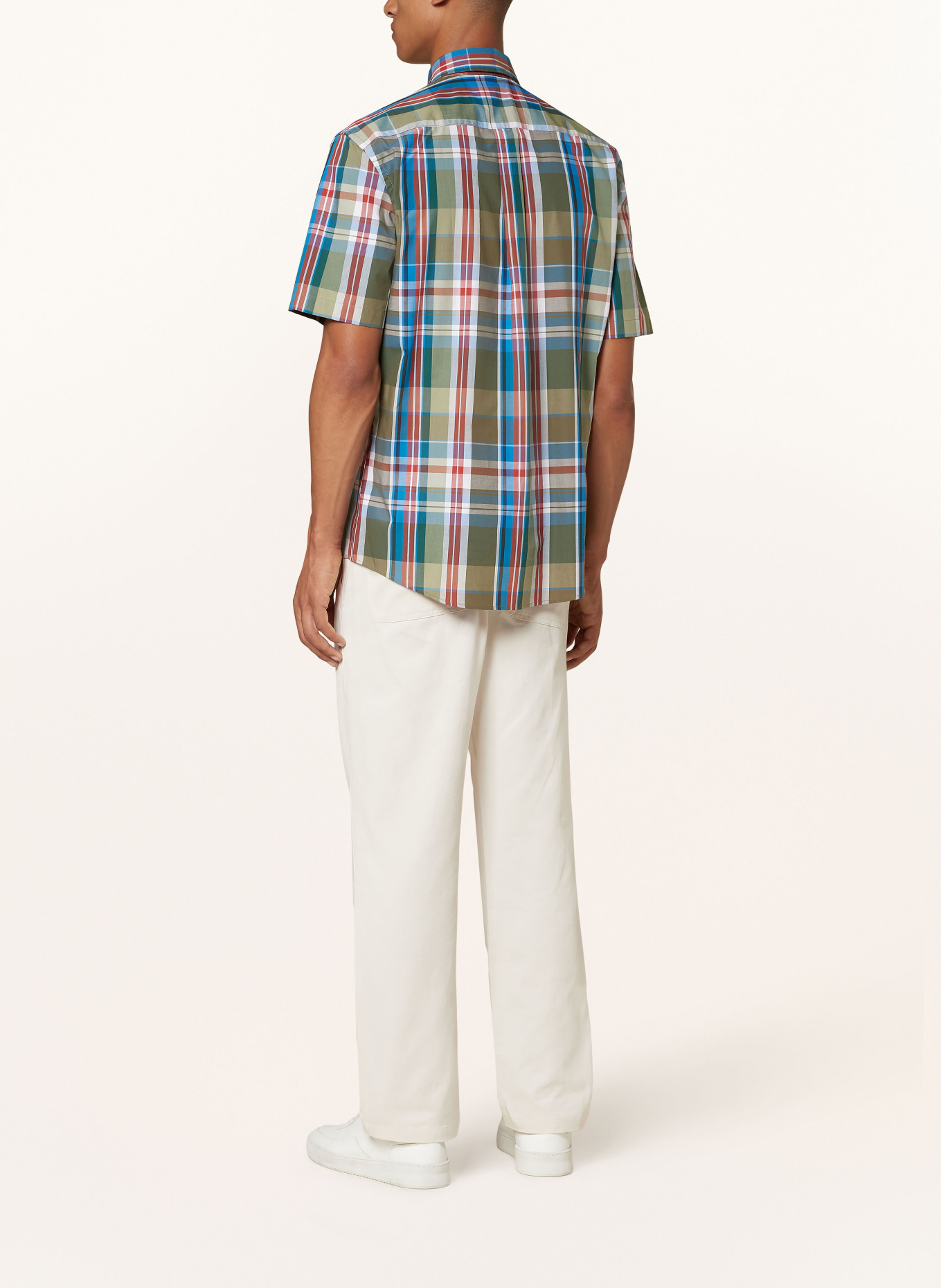 FYNCH-HATTON Short sleeve shirt regular fit: GREEN / BLUE / RED