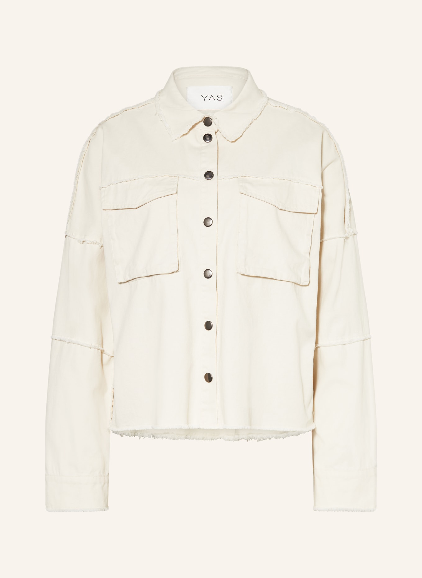Y.A.S. Jeansblouson mit Schmucksteinen: BEIGE