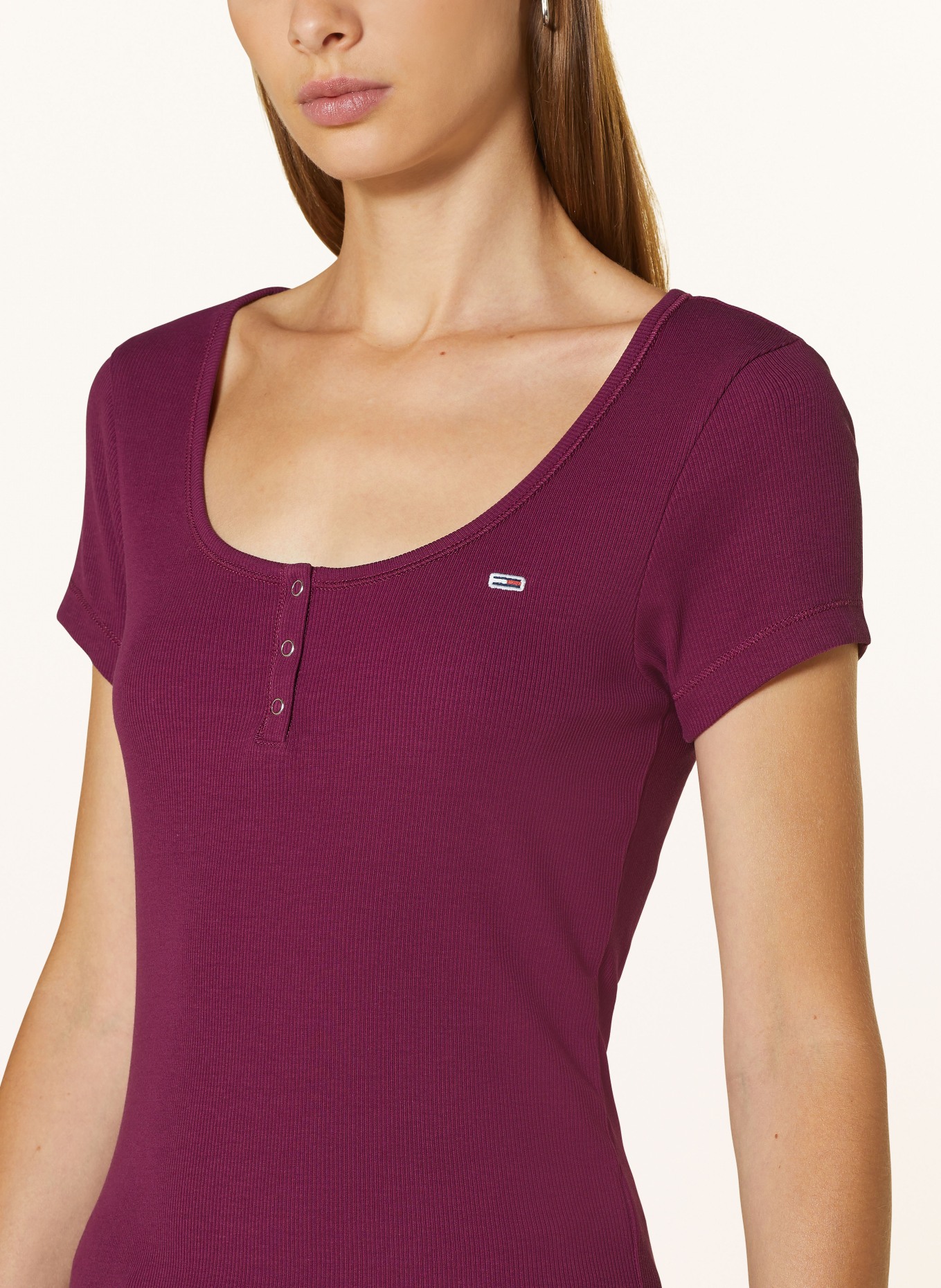 TOMMY JEANS Henley shirt, Color: DARK RED (Image 4)