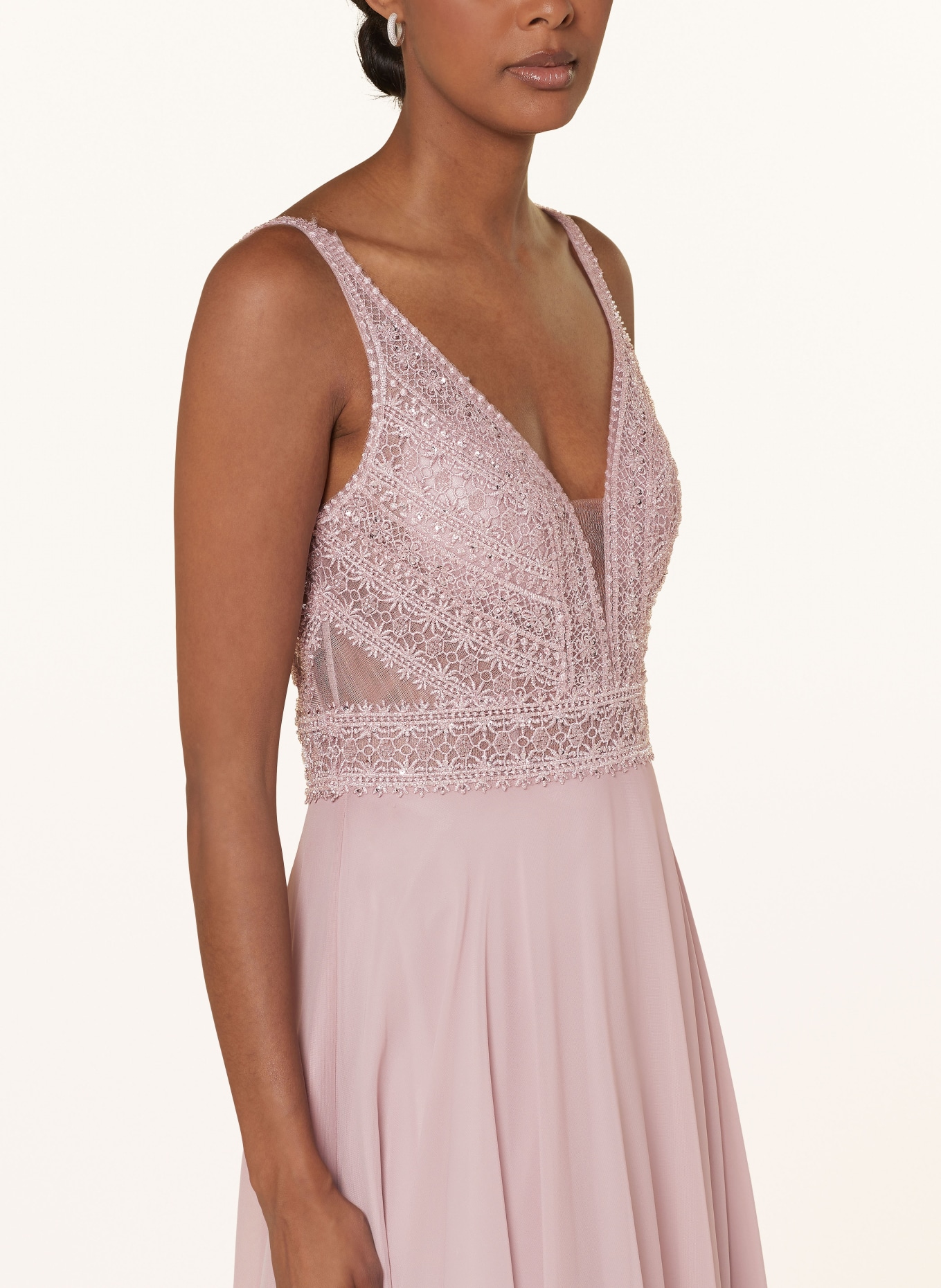 Hey Kyla Abendkleid mit Spitze und Schmucksteinen: ROSÉ