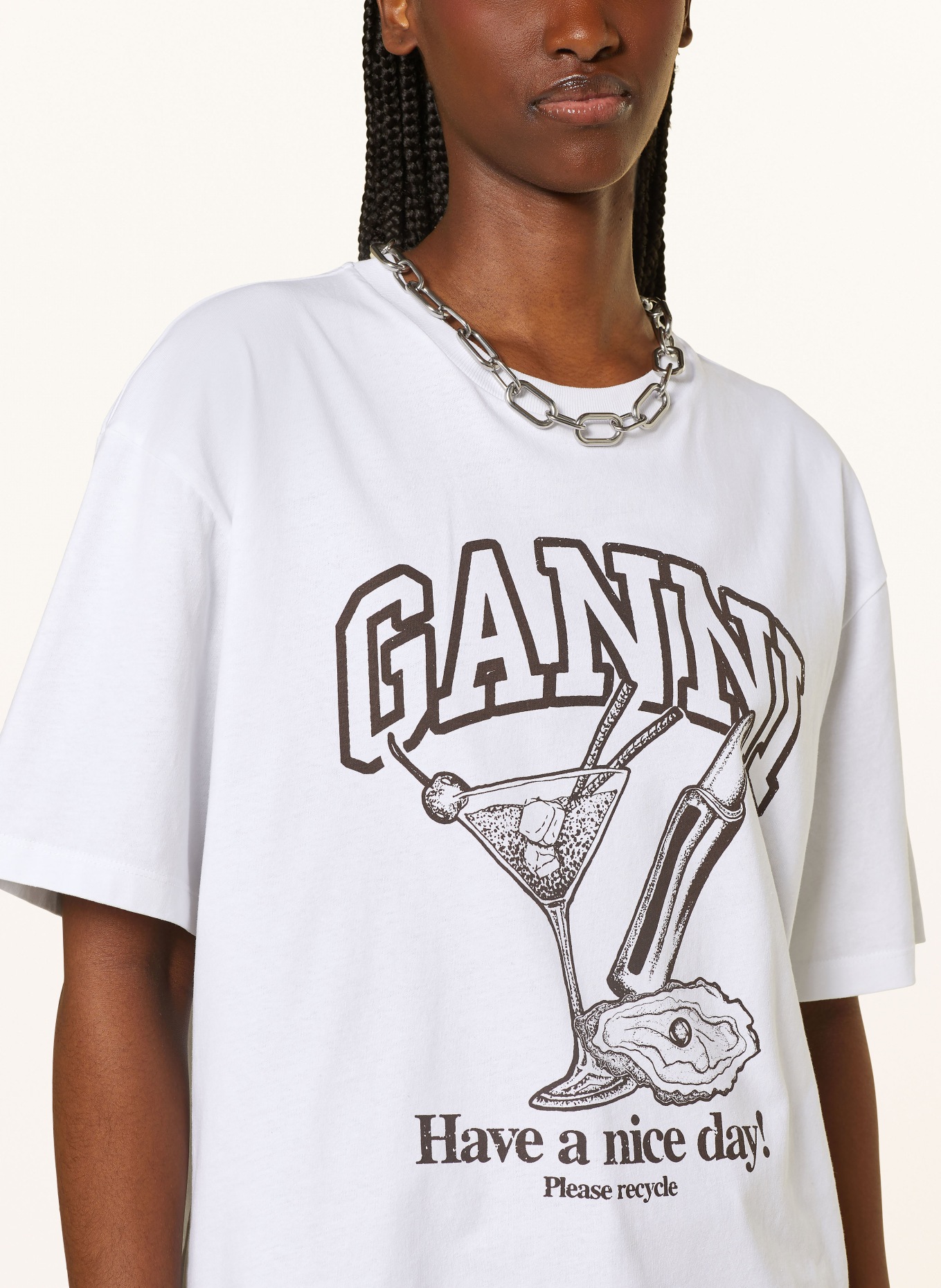 GANNI T-Shirt FUTURE HEAVY, Farbe: WEISS (Bild 4)