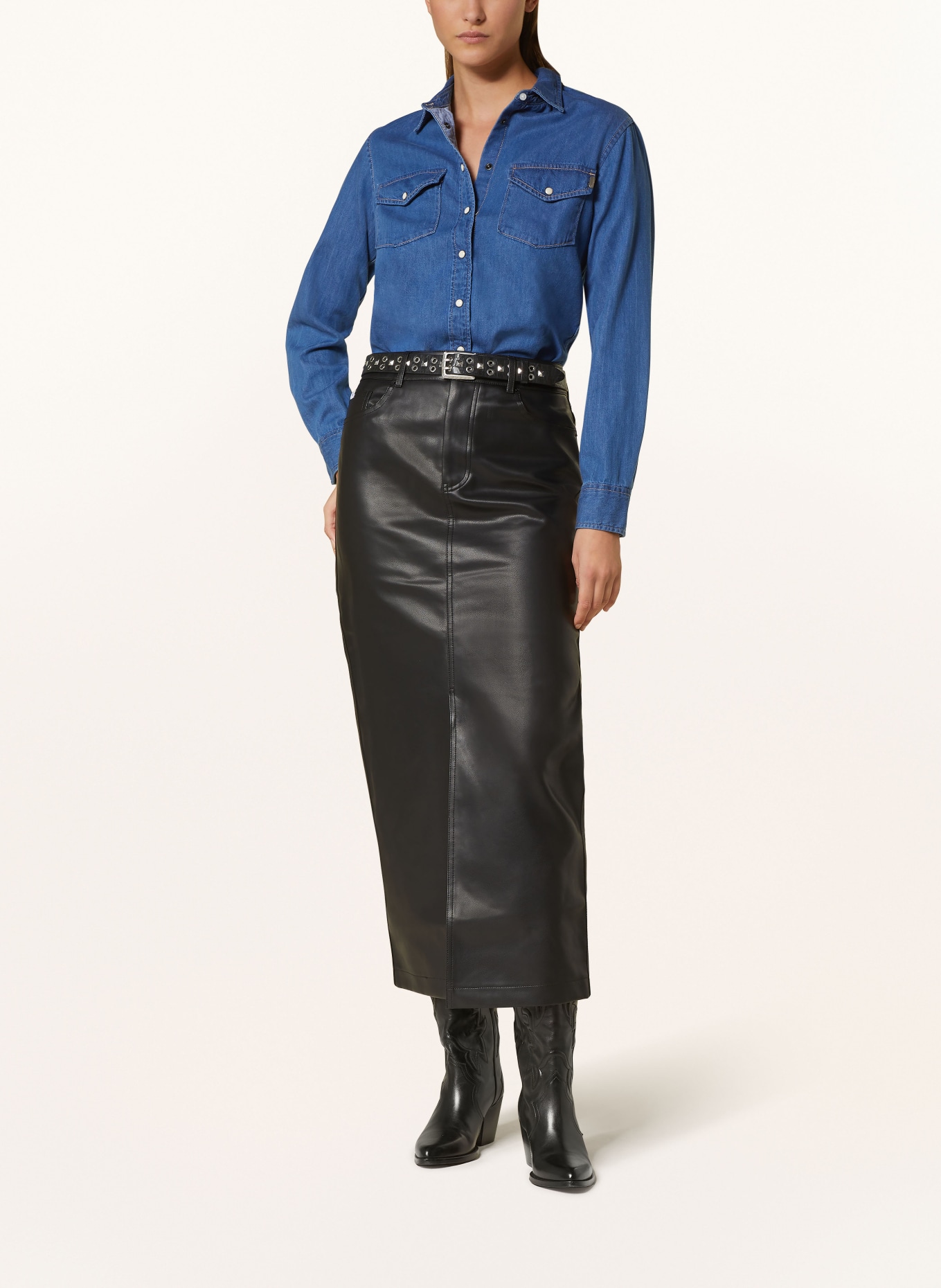Calvin Klein Jeans Skirt in leather look: BLACK