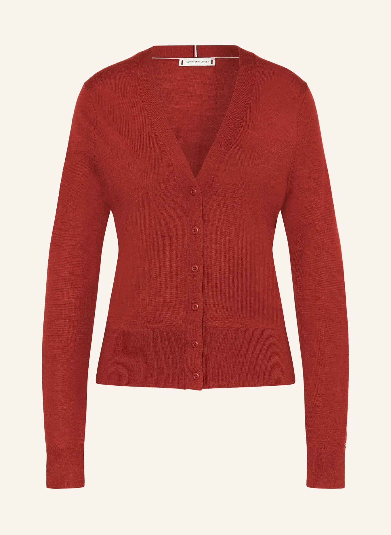 TOMMY HILFIGER Cardigan: DARK RED