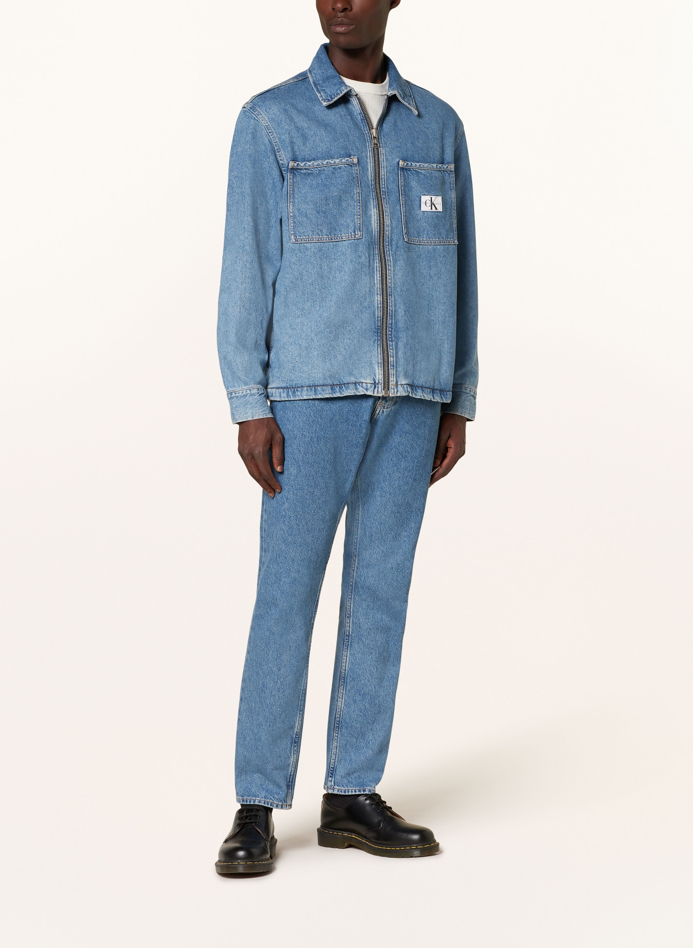 激安 超特価商店街  Calvin blue in overshirt Denim Jeans Klein ジャケット・アウター