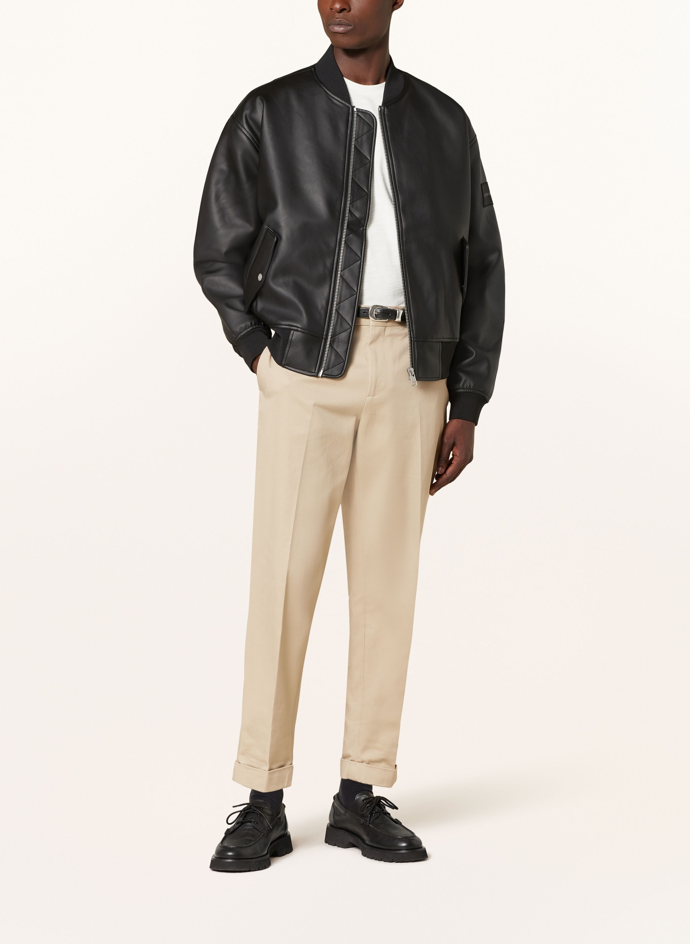 Calvin Klein Jeans Bomber jacket in leather look in black
