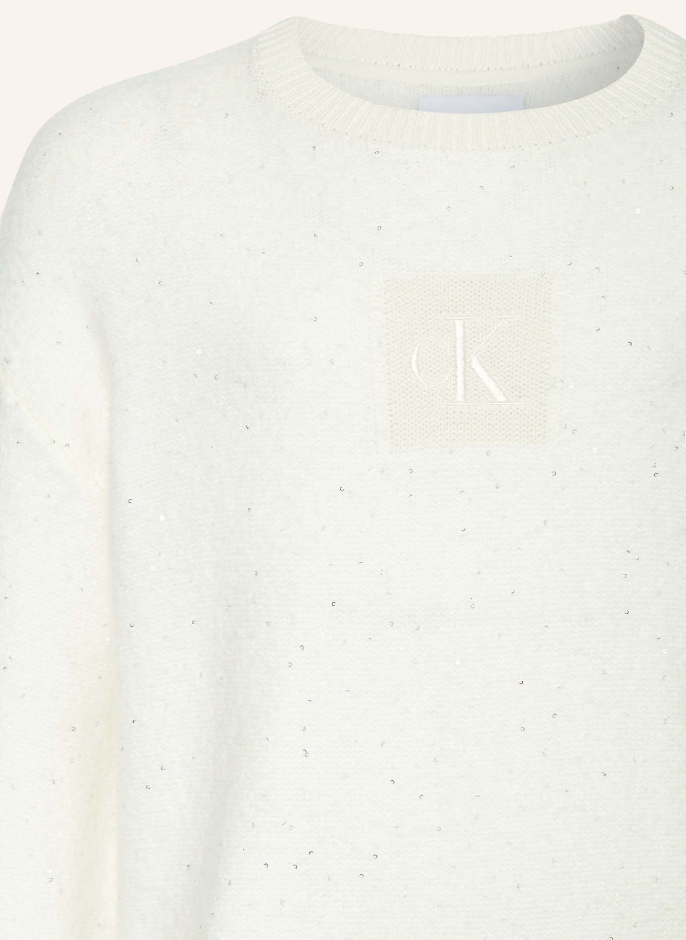 Calvin Klein Sweter z cekinami: KREMOWY
