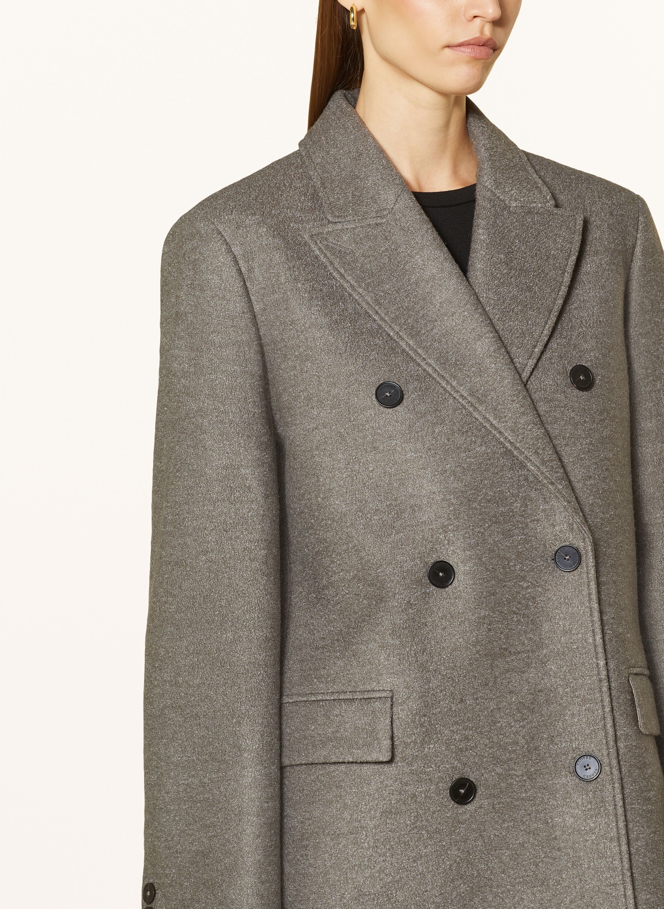 Gray boucle coat top