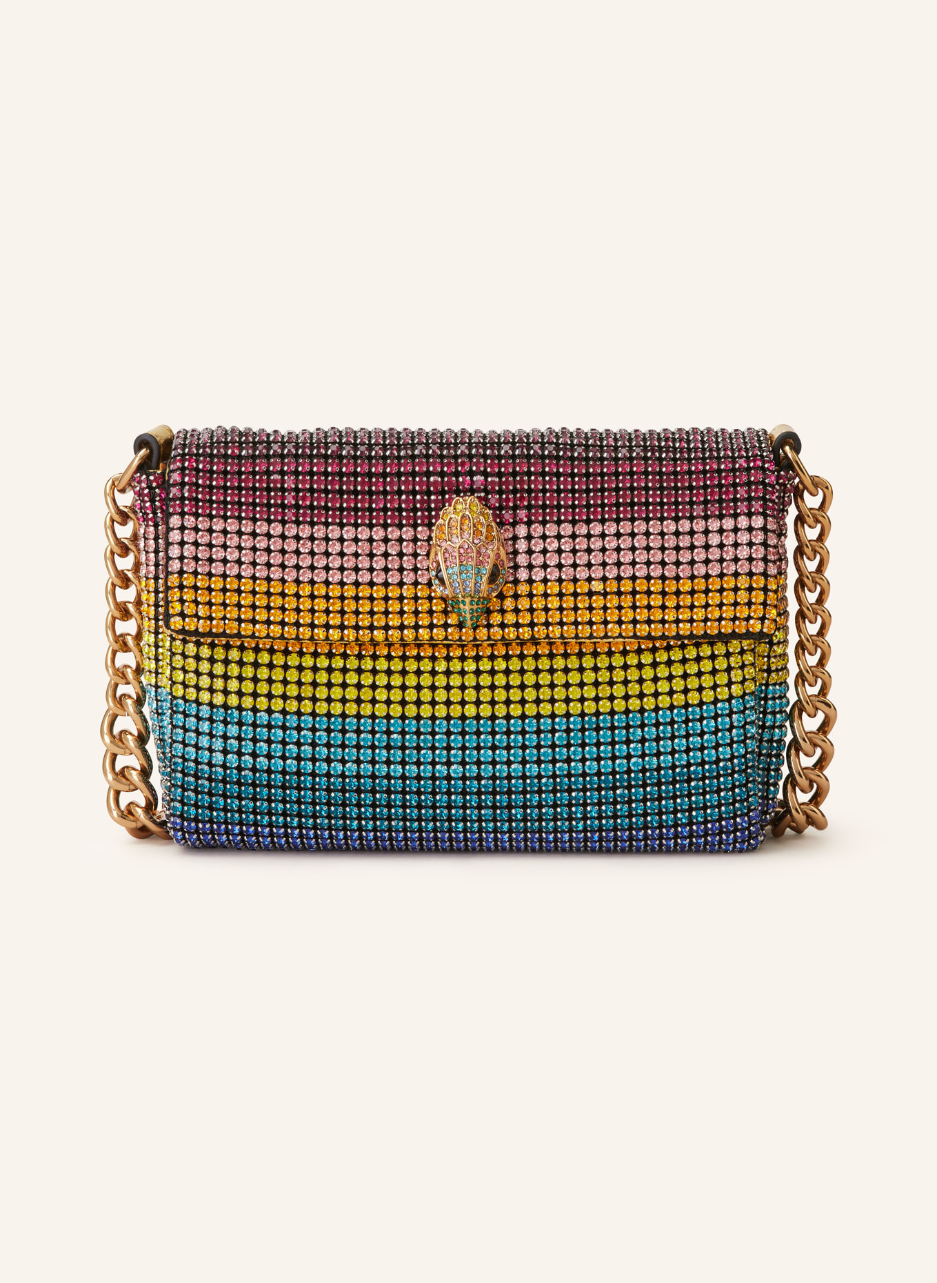KURT GEIGER Shoulder bag PARTY with decorative gems in turquoise yellow fuchsia