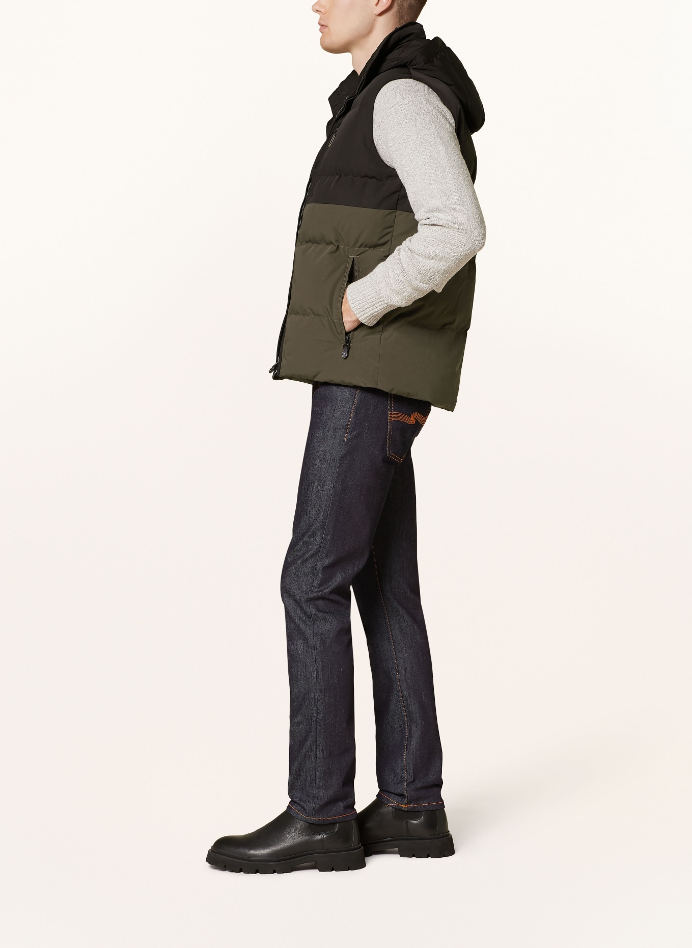 WELLENSTEYN Steppweste ROYAL FLASH mit DUPONT™ SORONA®-Isolierung: SCHWARZ/ KHAKI