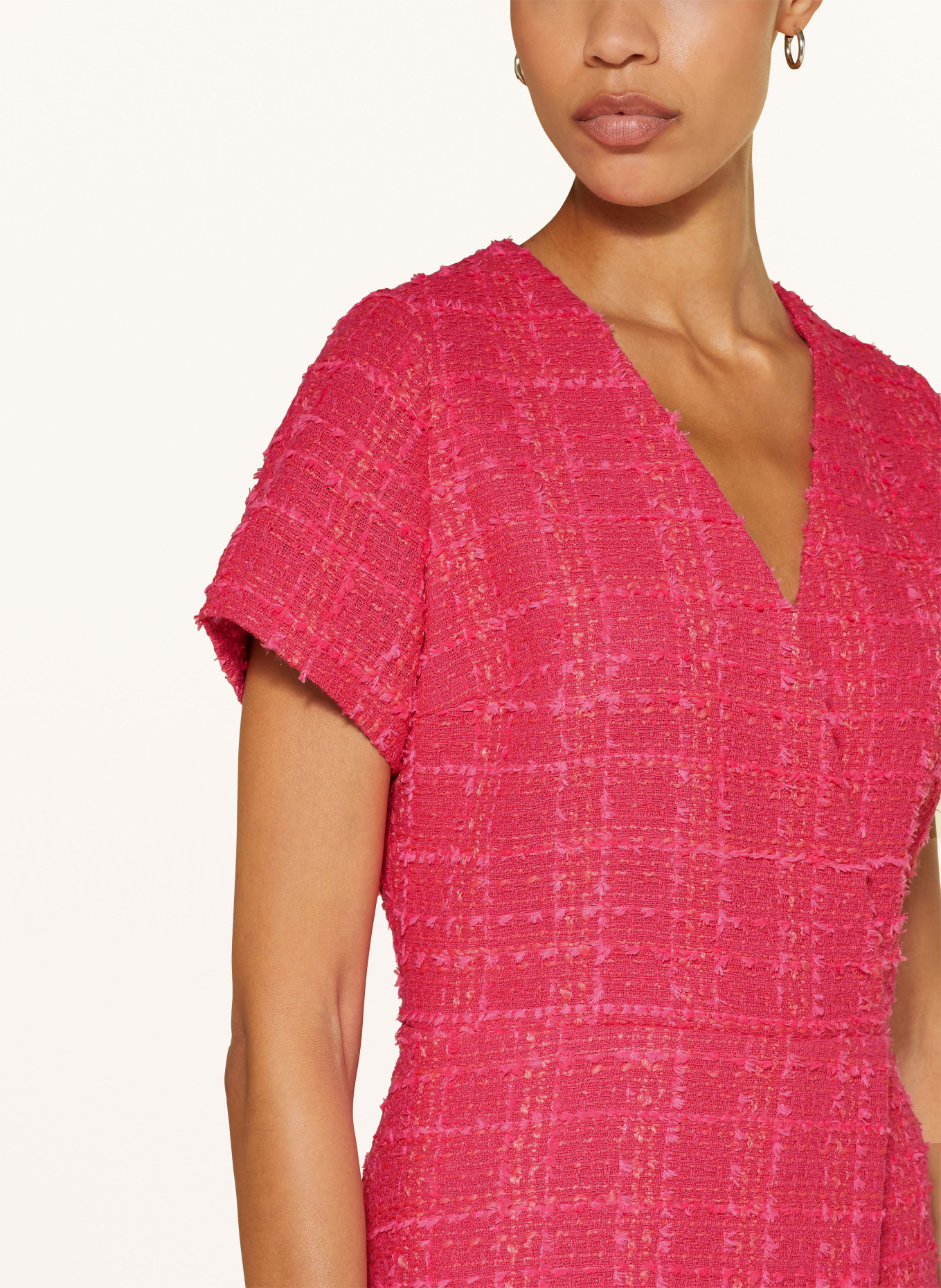 HUGO Bouclé-Kleid KERANDA in Wickeloptik: PINK