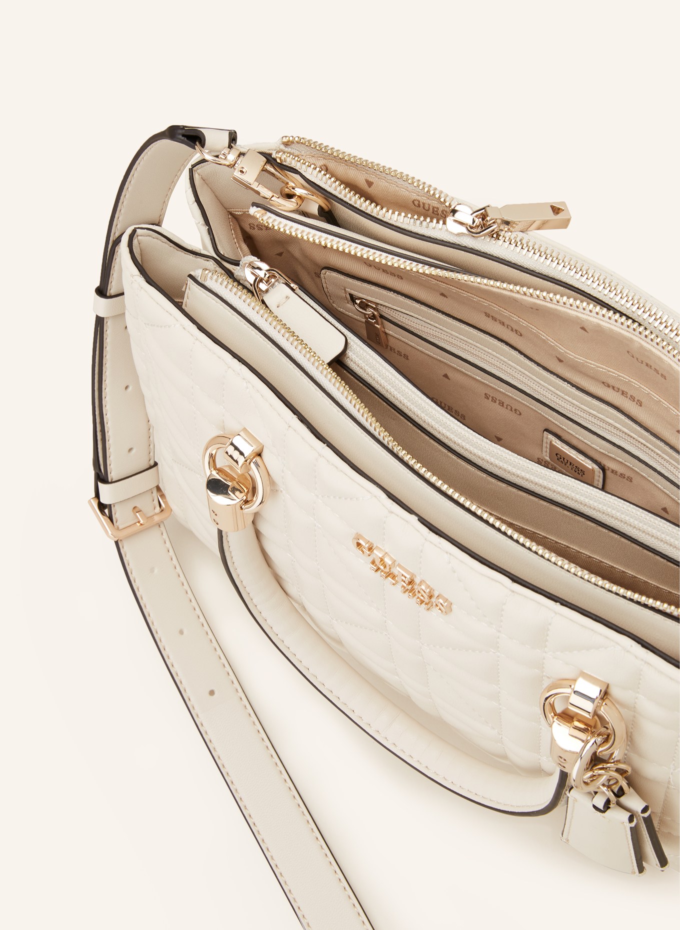 GUESS Handtasche ASSIA HIGH SOCIETY, Farbe: CREME (Bild 3)