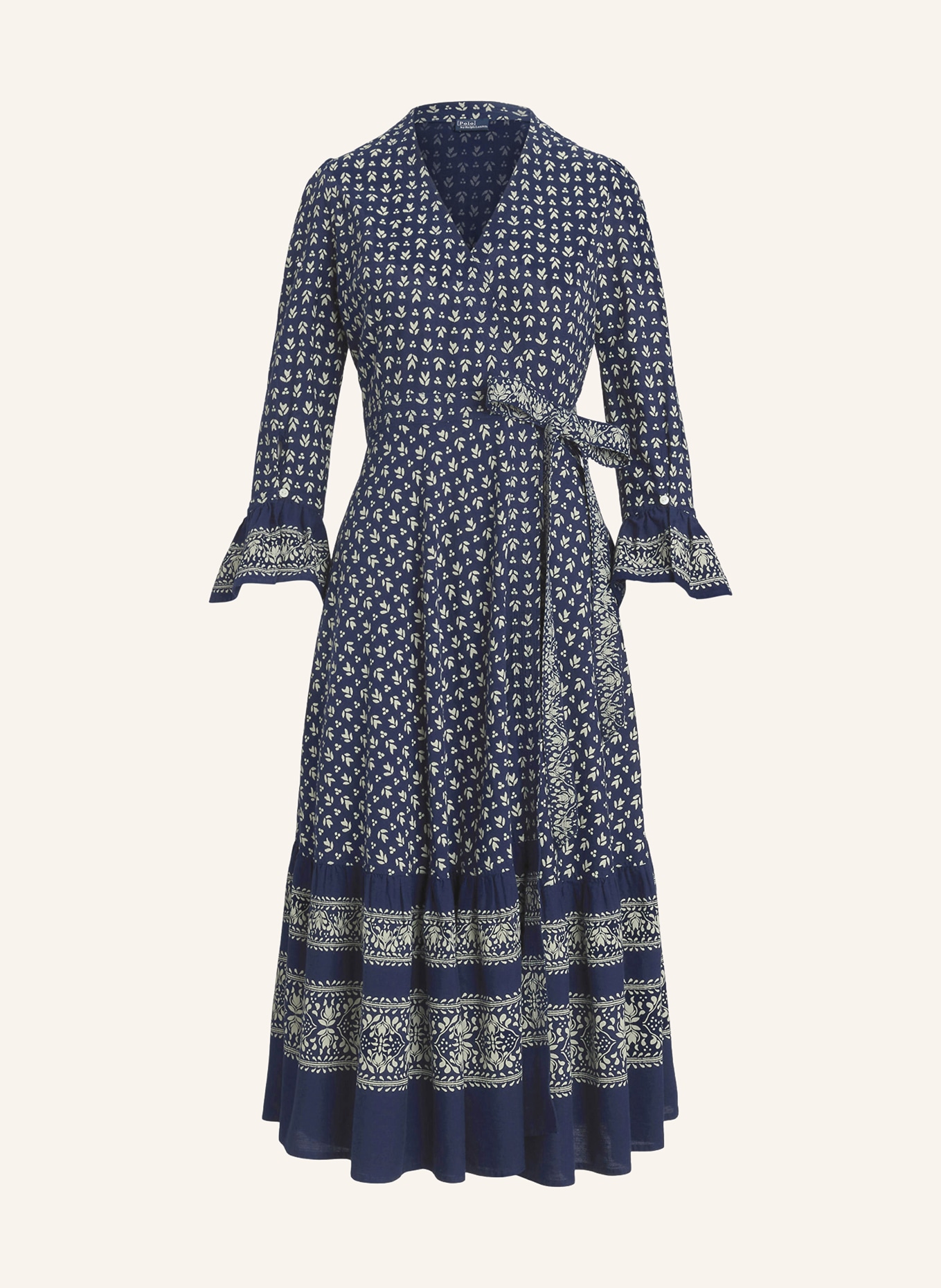 POLO RALPH LAUREN Wrap dress in dark blue white