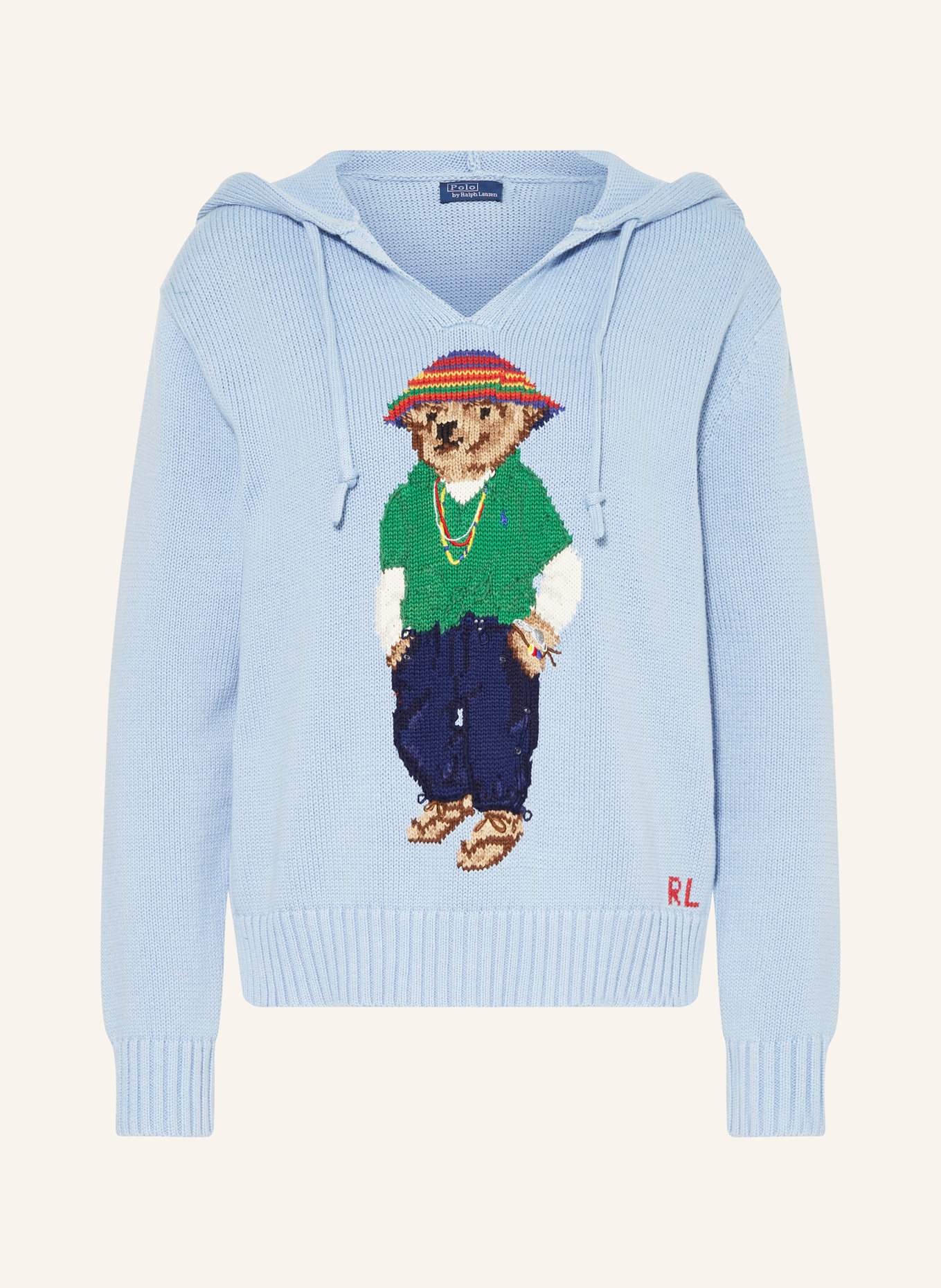 POLO RALPH LAUREN Knit hoodie in light blue