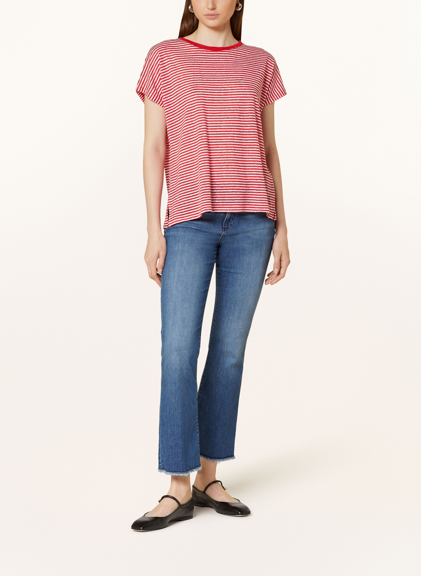 darling harbour T-Shirt aus Leinen: ROT / WEISS