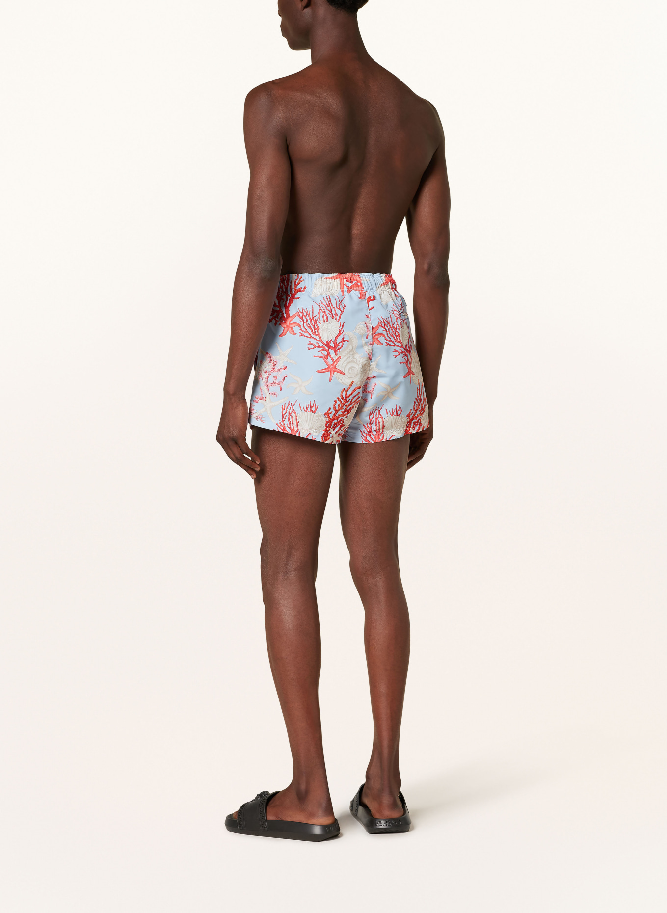 VERSACE Swim Shorts: LIGHT BLUE / RED / BEIGE