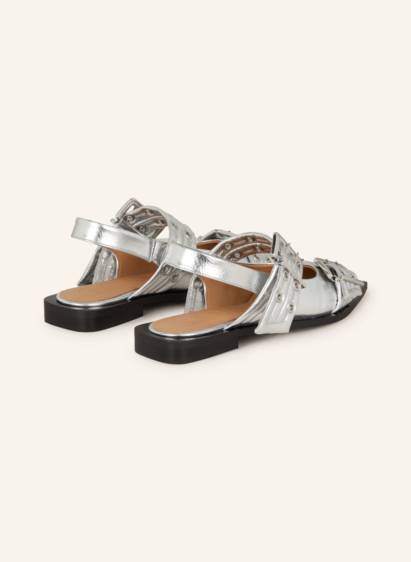 GANNI Slingballerina's met studs: ZILVER