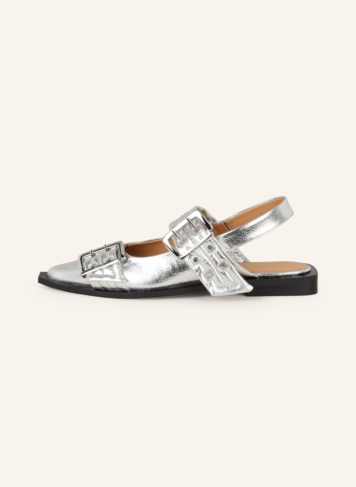 GANNI Slingballerina's met studs: ZILVER