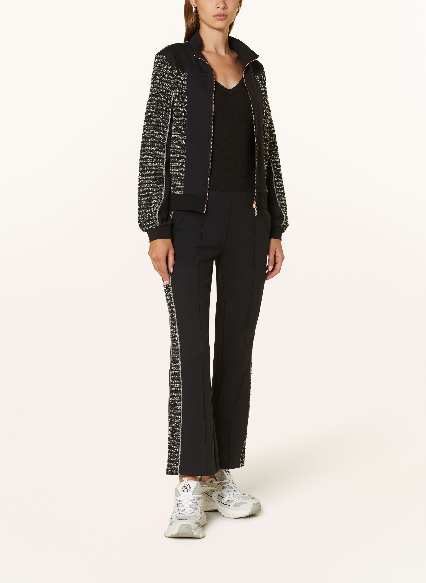 LIU JO Sweat jacket in mixed materials in black yellow silver