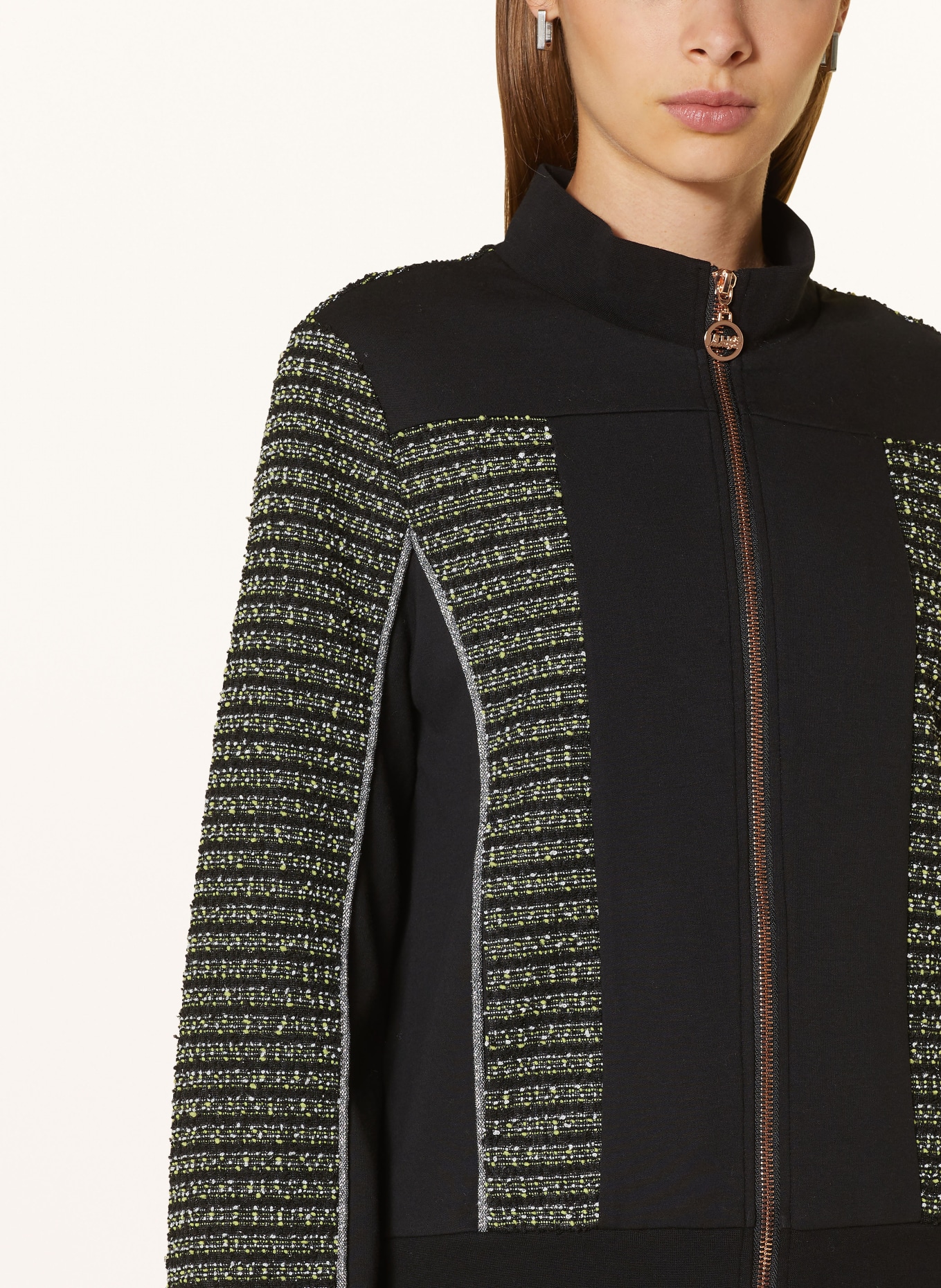 LIU JO Sweat jacket in mixed materials in black yellow silver