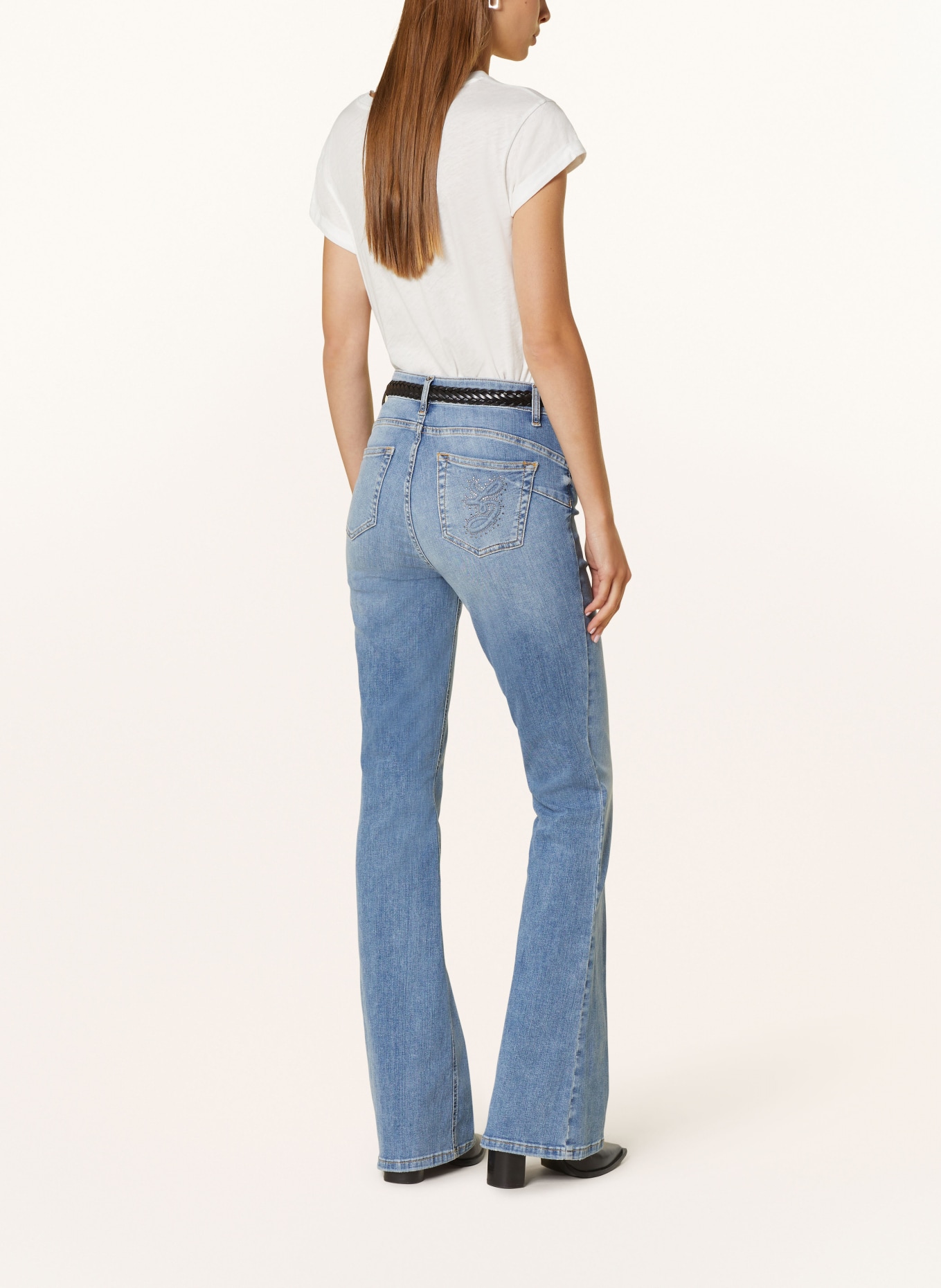 LIU JO Bootcut Jeans with decorative gems, Color: 78526 Den.Blue sw match wa (Image 3)