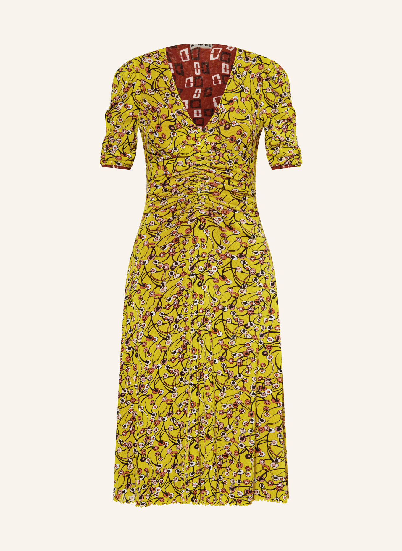 DIANE VON FURSTENBERG Mesh dress KOREN reversible in yellow brown