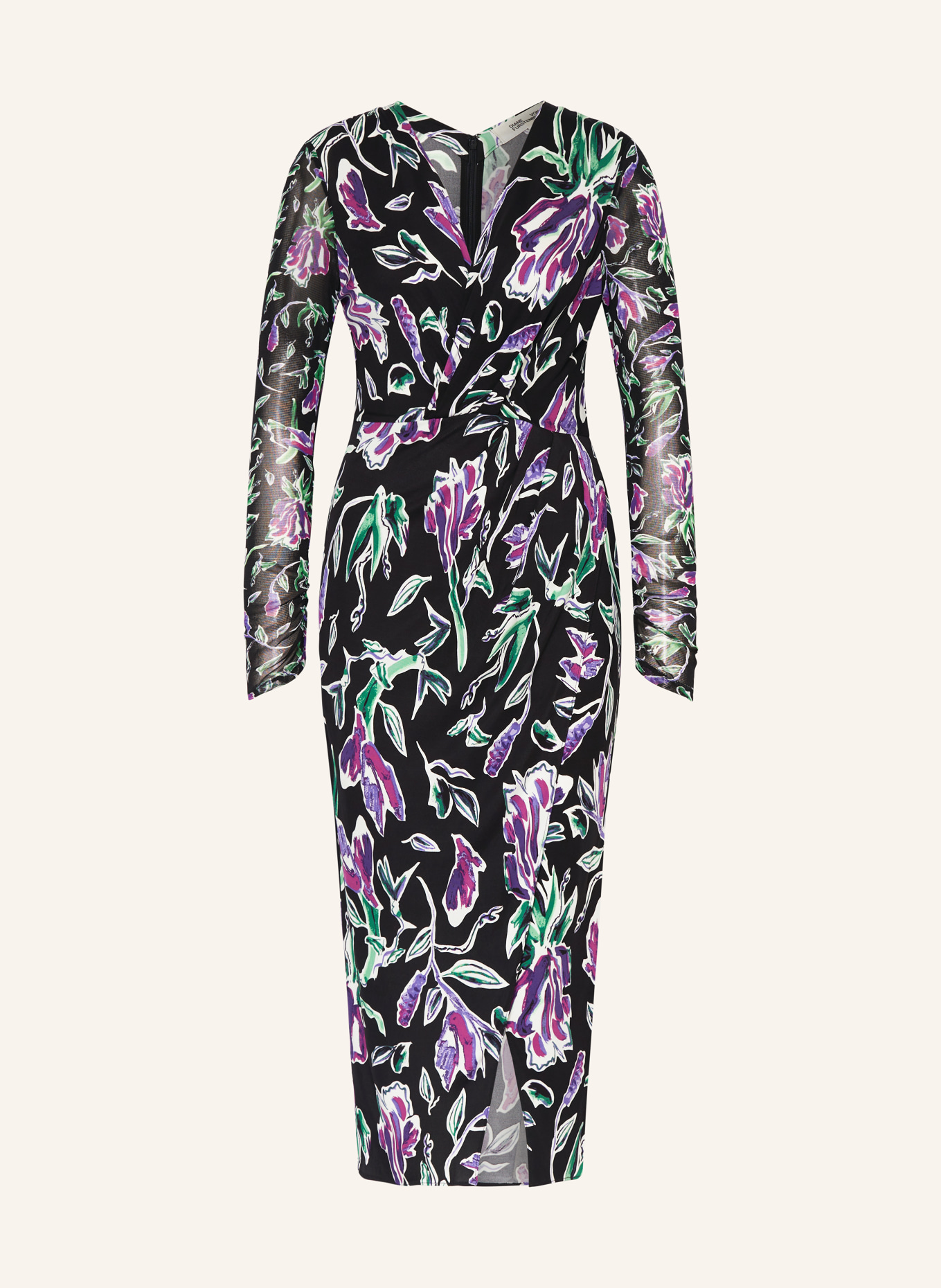 DIANE VON FURSTENBERG Dress VIVIANNE in wrap look: BLACK/ FUCHSIA/ GREEN