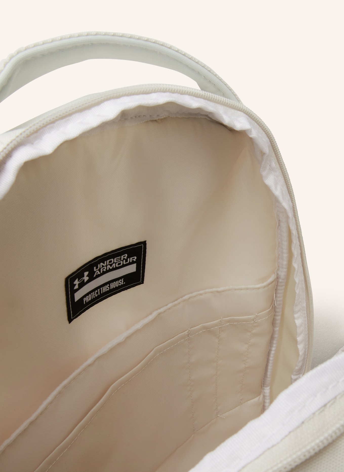 UNDER ARMOUR Backpack HUSTLE 6.0 PRO with laptop compartment: WHITE / BEIGE