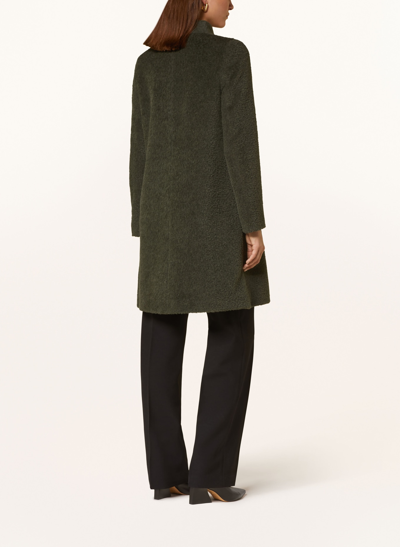 ICONS CINZIA ROCCA Vlněný kabát s alpakou: TMAVĚ ZELENÁ