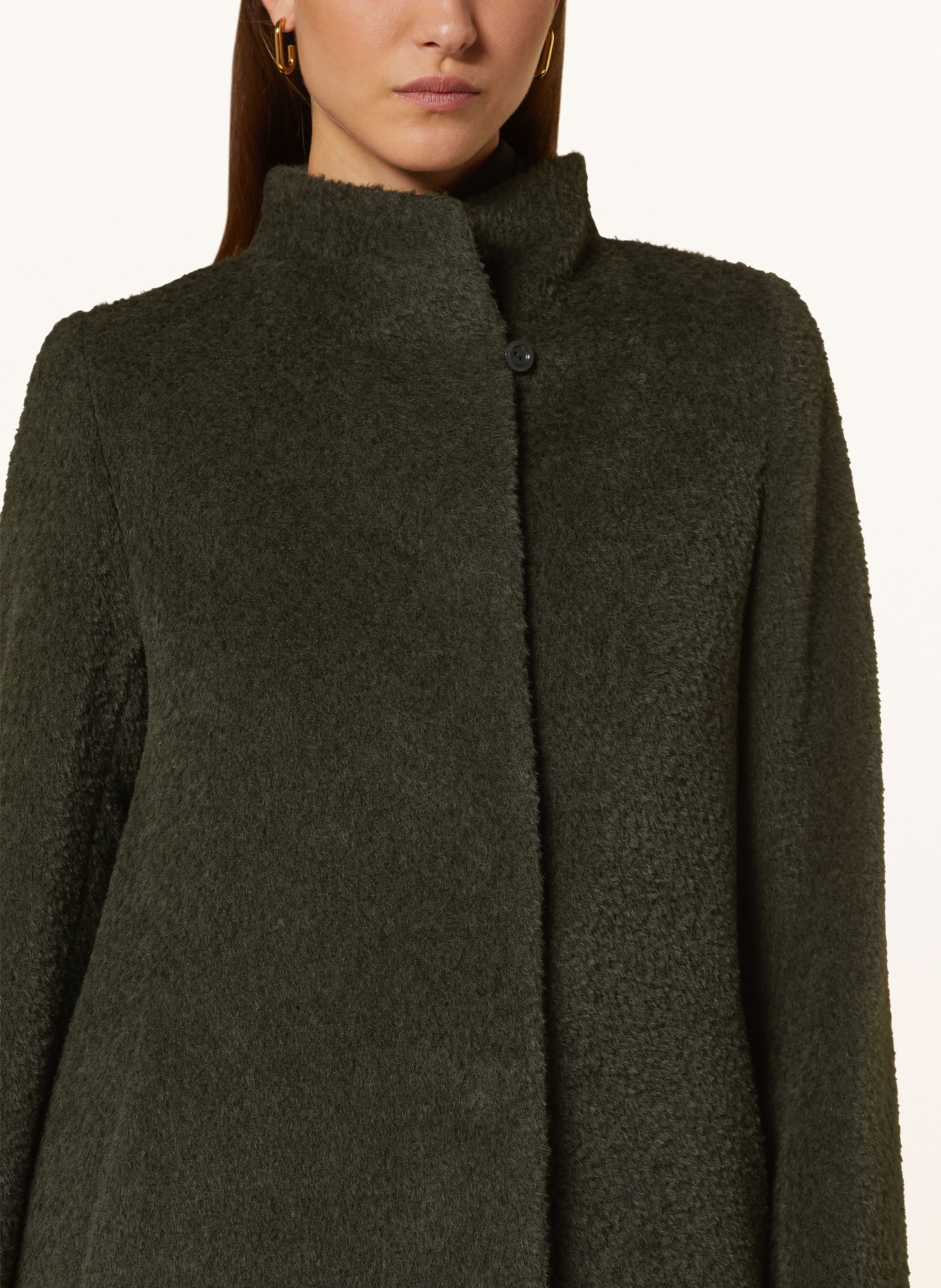 ICONS CINZIA ROCCA Vlněný kabát s alpakou: TMAVĚ ZELENÁ