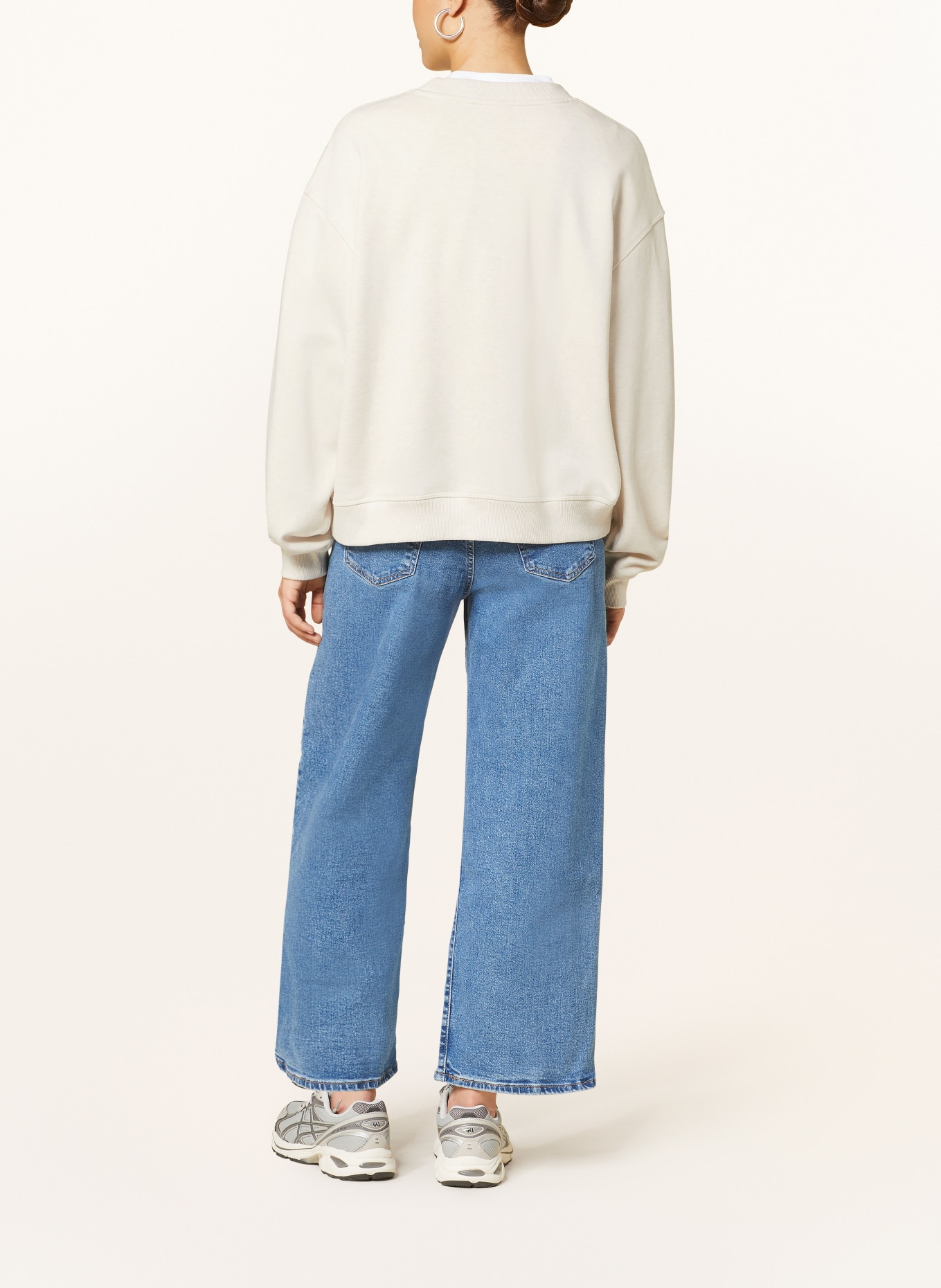 new balance Oversized sweatshirt, Color: LIGHT GRAY/ DARK GREEN (Image 3)